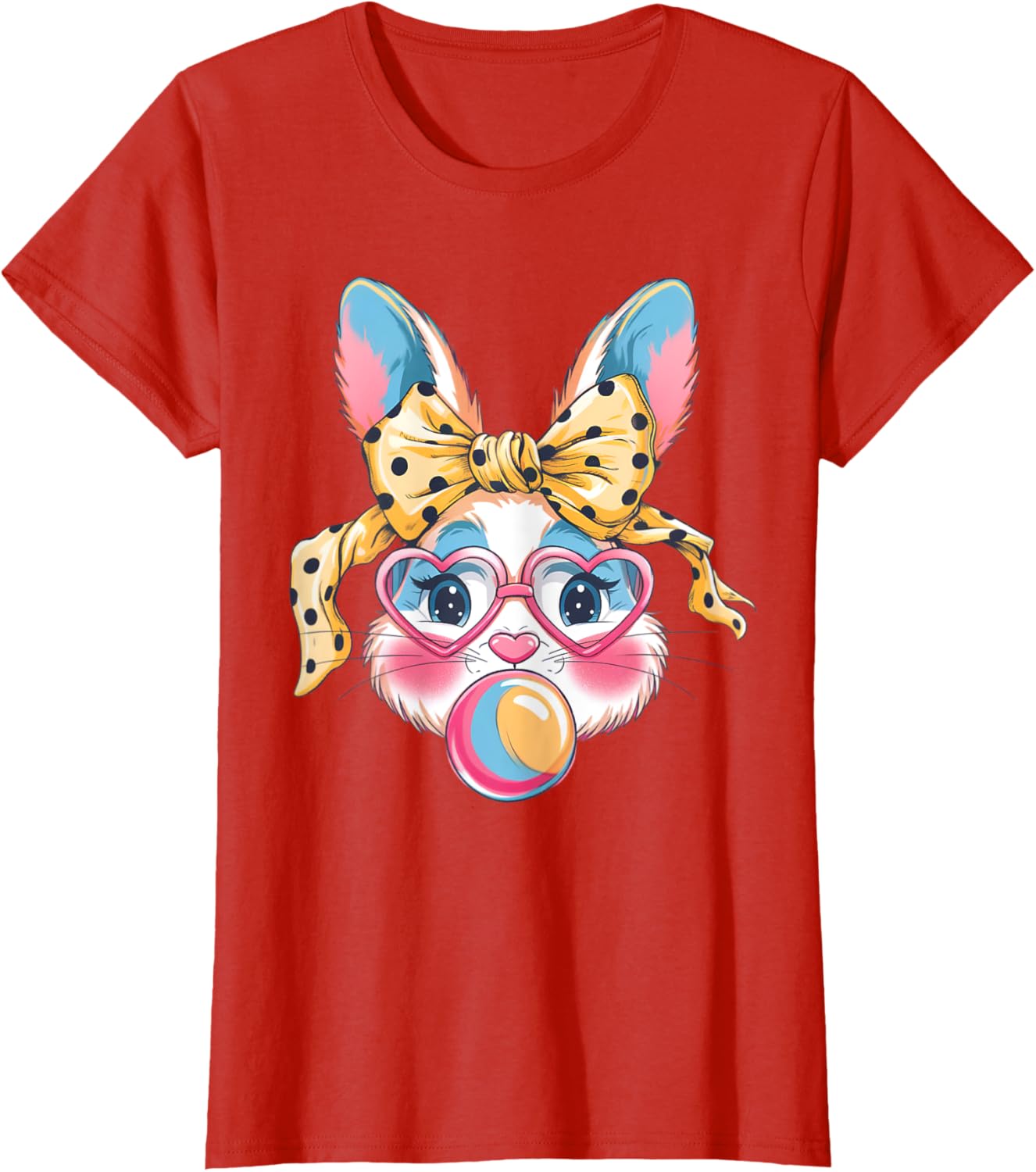 Dy Cute Bunny Face Tie Dye Glasses Easter Bunny Coquette Bow T-Shirt