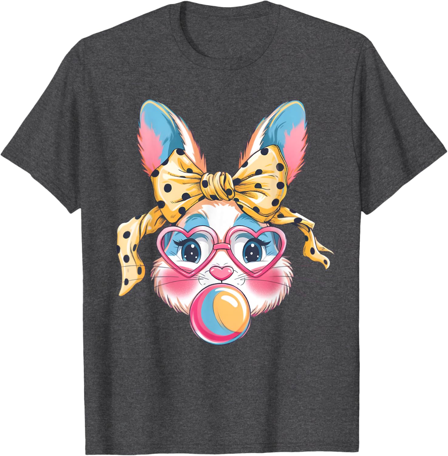 Dy Cute Bunny Face Tie Dye Glasses Easter Bunny Coquette Bow T-Shirt