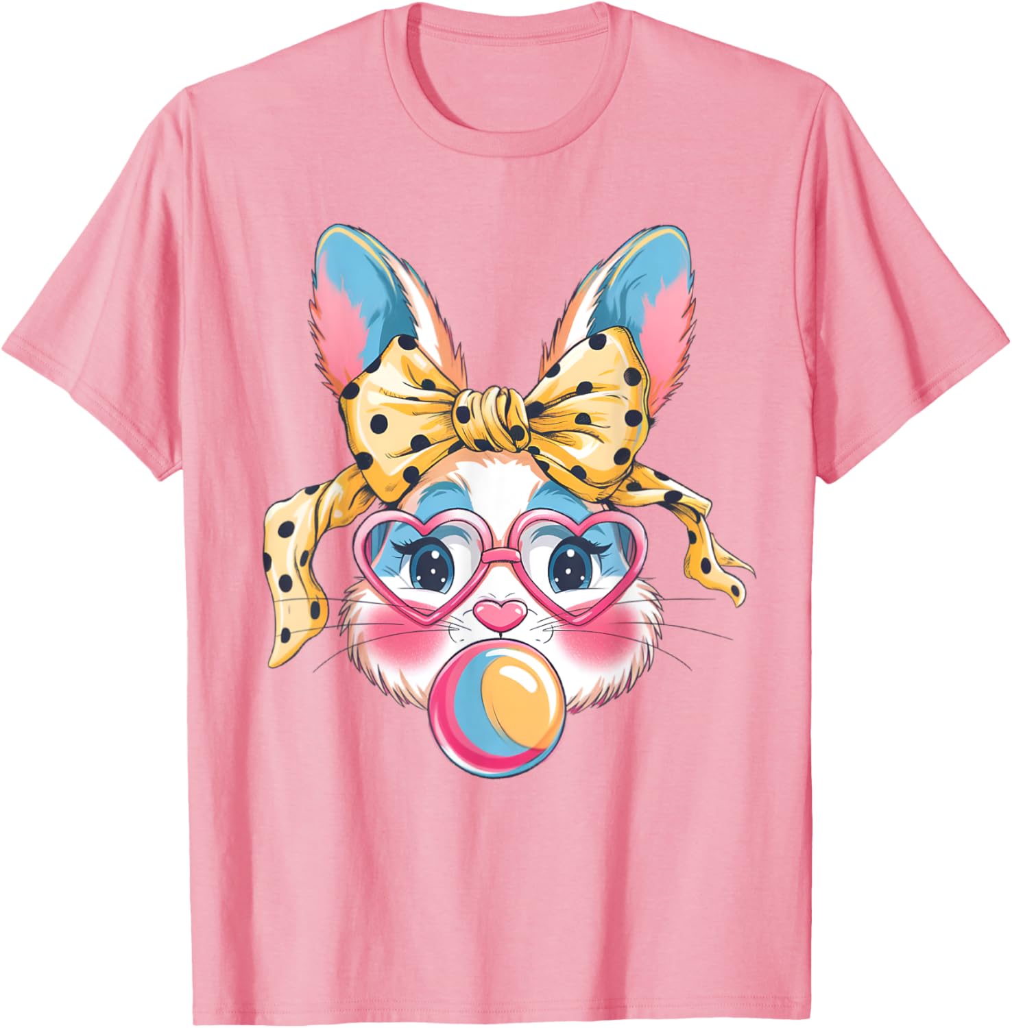 Dy Cute Bunny Face Tie Dye Glasses Easter Bunny Coquette Bow T-Shirt