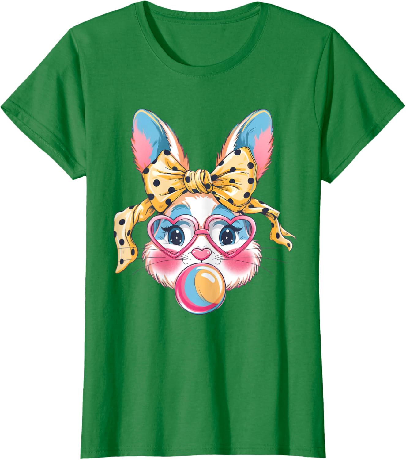 Dy Cute Bunny Face Tie Dye Glasses Easter Bunny Coquette Bow T-Shirt