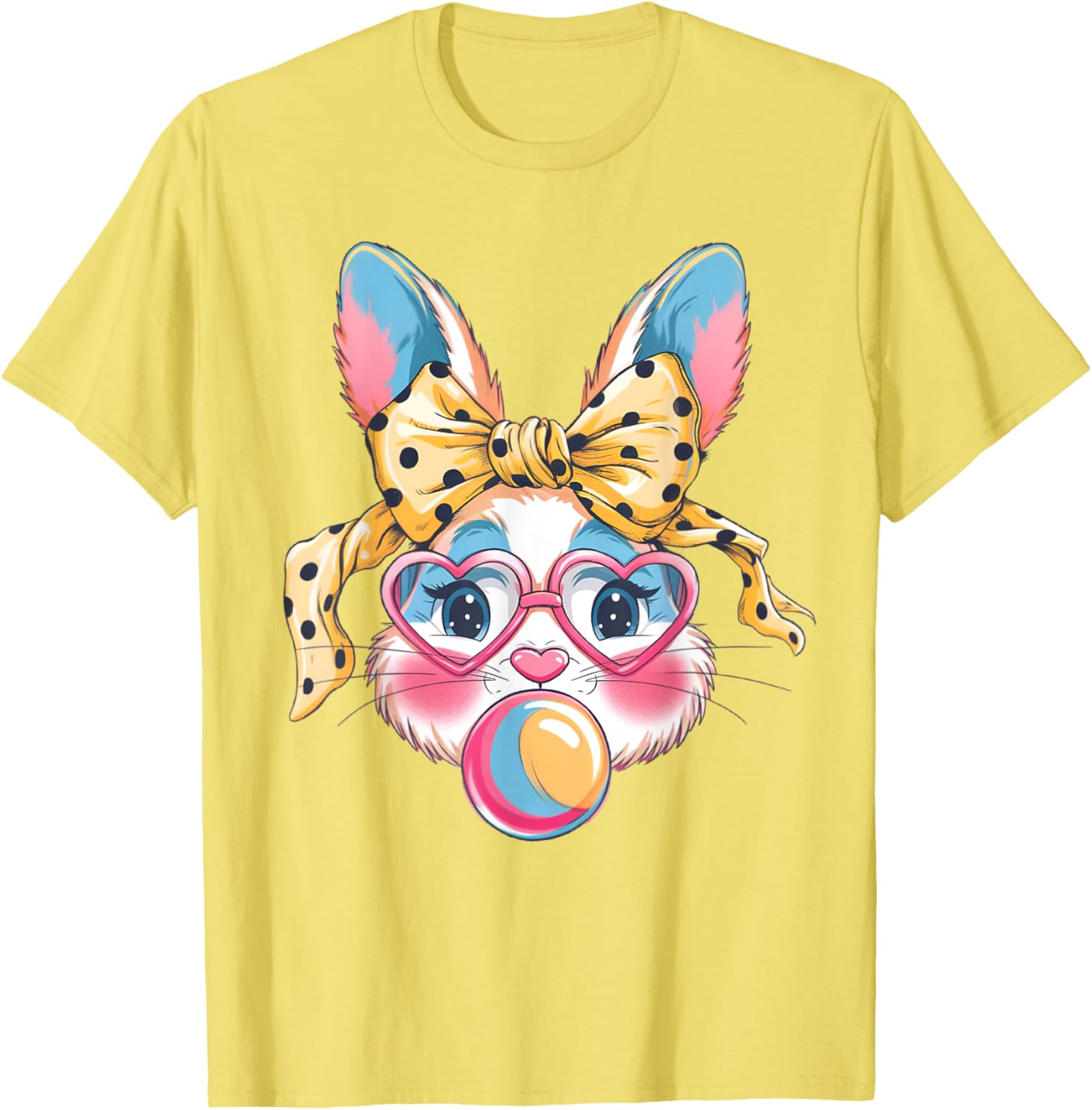 Dy Cute Bunny Face Tie Dye Glasses Easter Bunny Coquette Bow T-Shirt