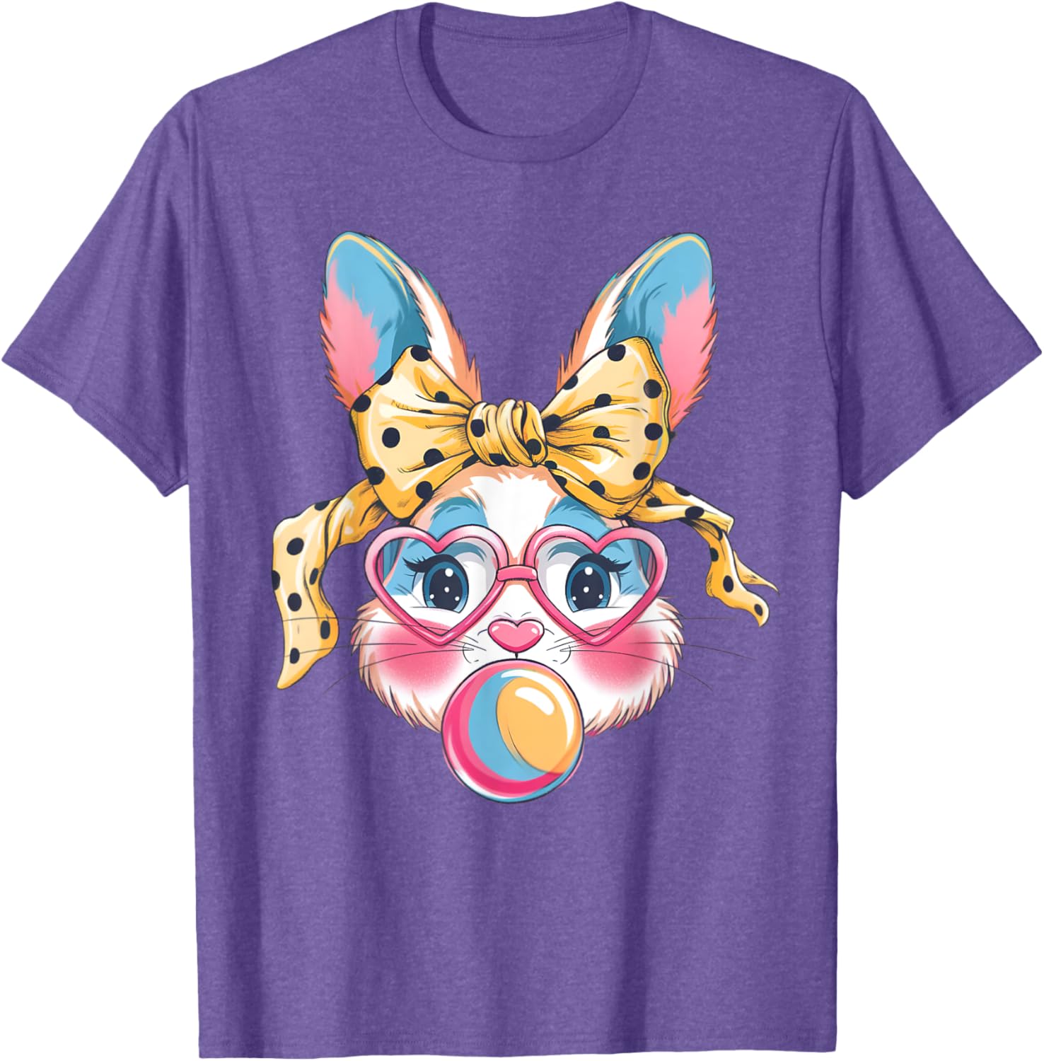 Dy Cute Bunny Face Tie Dye Glasses Easter Bunny Coquette Bow T-Shirt