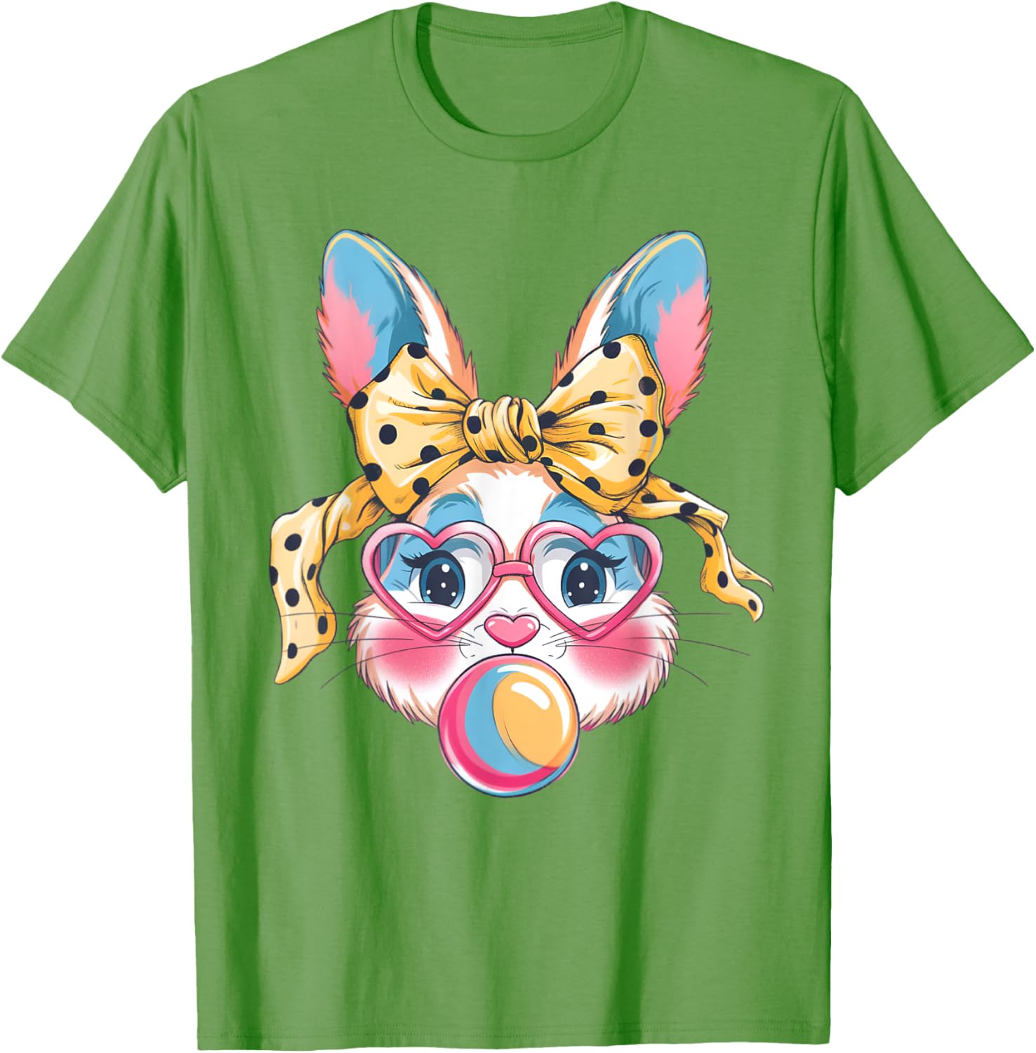 Dy Cute Bunny Face Tie Dye Glasses Easter Bunny Coquette Bow T-Shirt