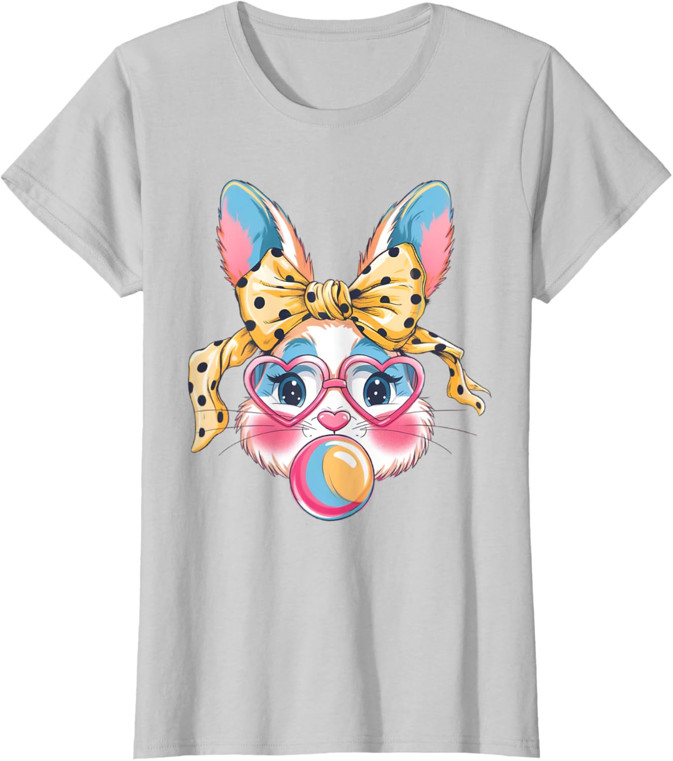 Dy Cute Bunny Face Tie Dye Glasses Easter Bunny Coquette Bow T-Shirt