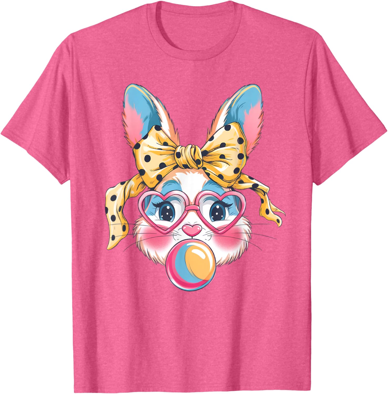 Dy Cute Bunny Face Tie Dye Glasses Easter Bunny Coquette Bow T-Shirt