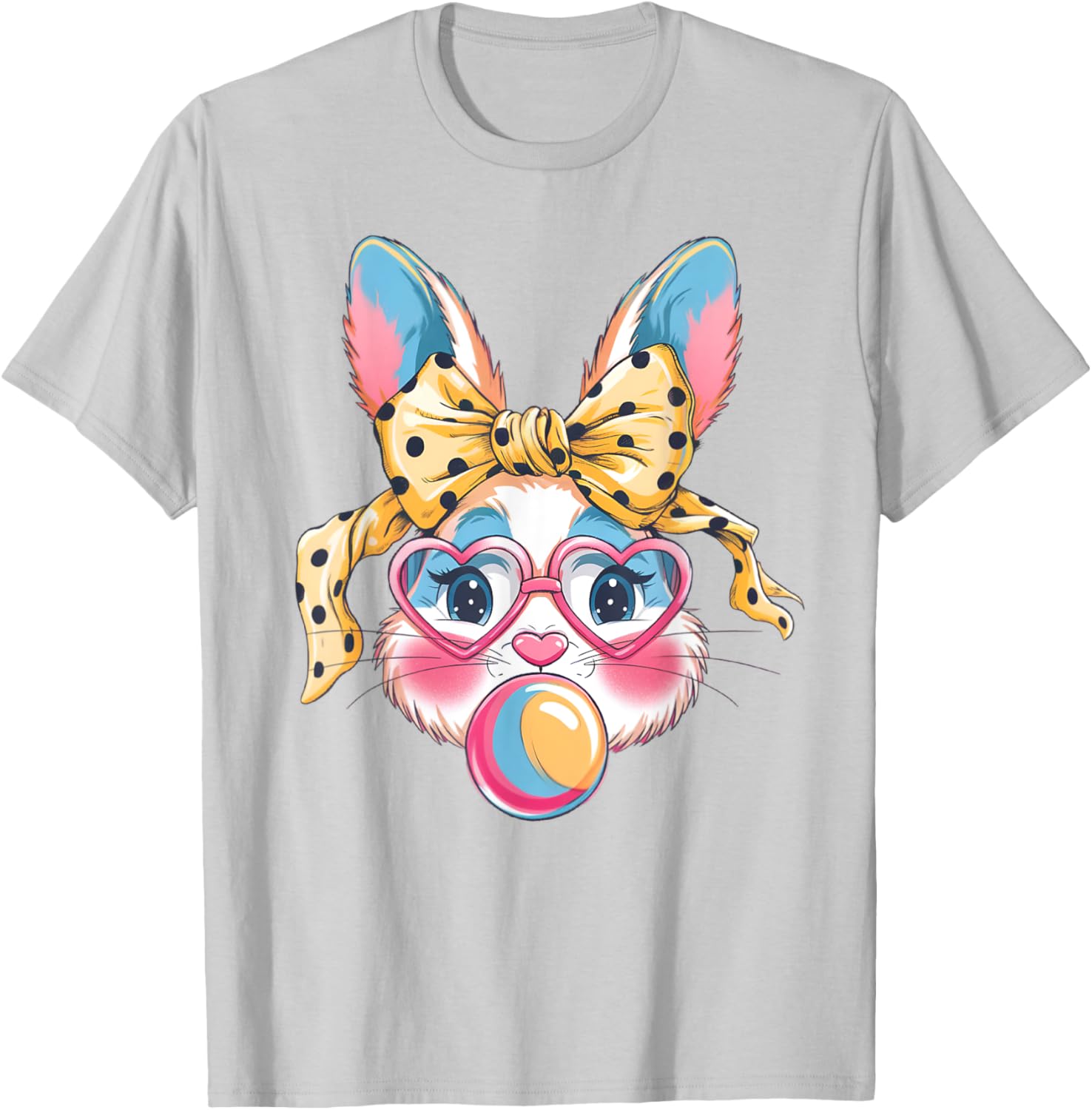 Dy Cute Bunny Face Tie Dye Glasses Easter Bunny Coquette Bow T-Shirt