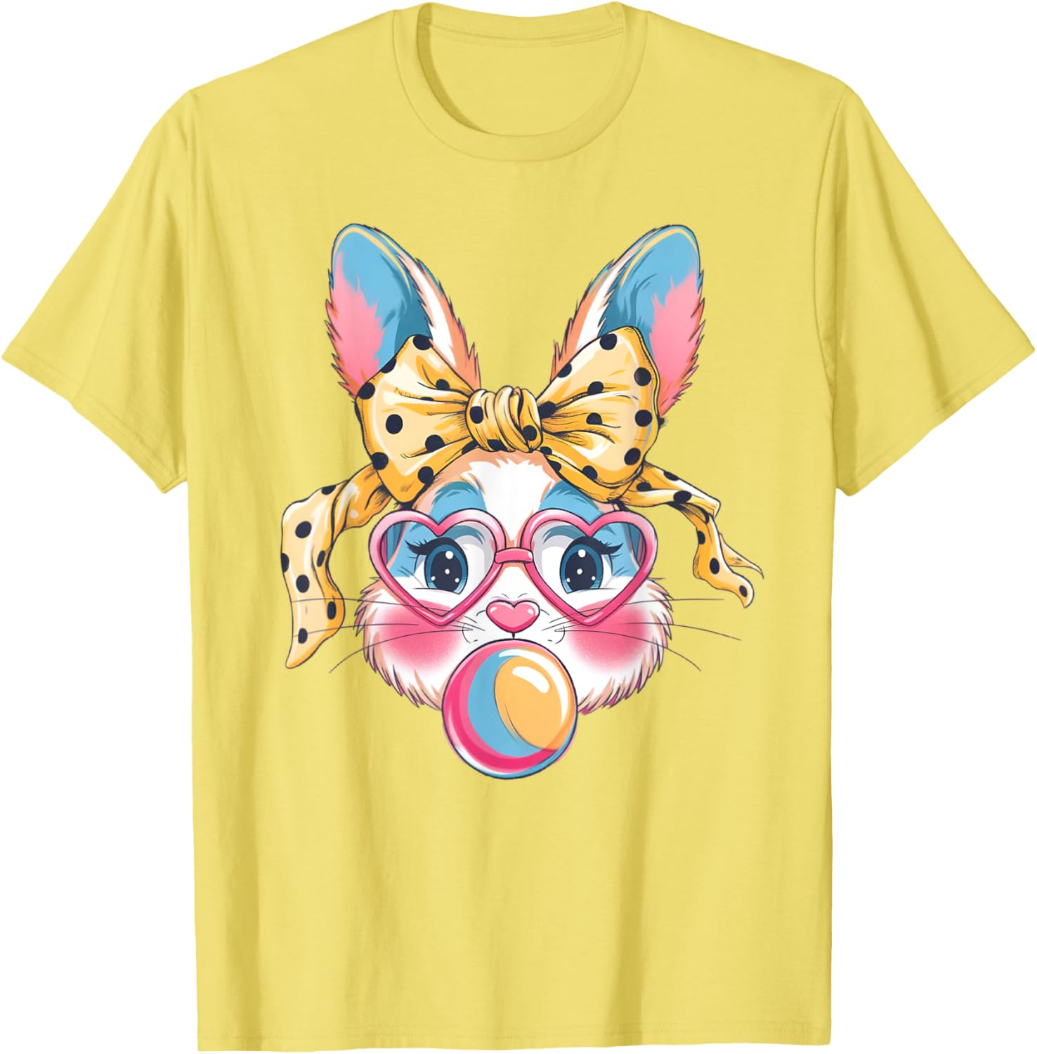 Dy Cute Bunny Face Tie Dye Glasses Easter Bunny Coquette Bow T-Shirt