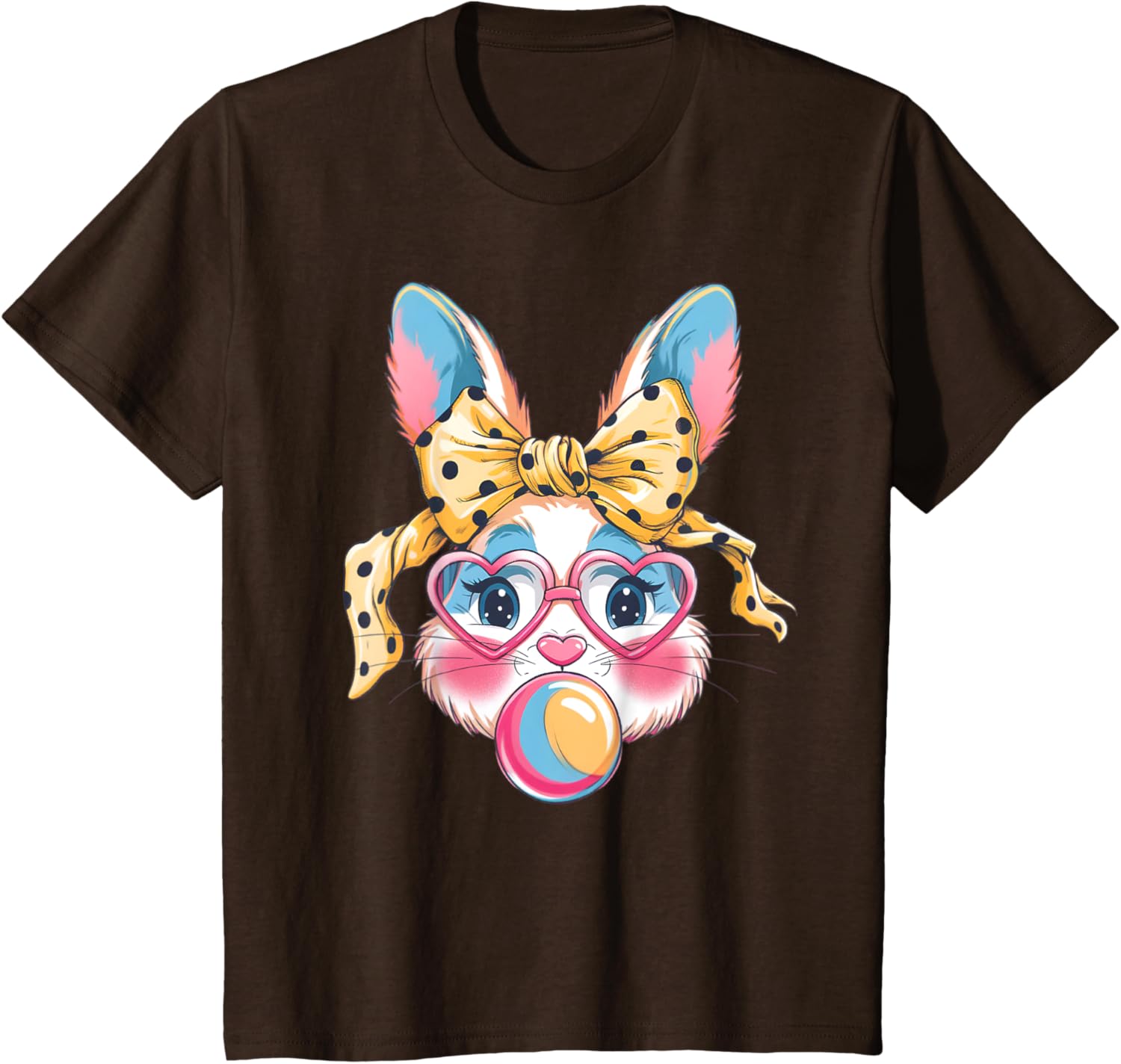 Dy Cute Bunny Face Tie Dye Glasses Easter Bunny Coquette Bow T-Shirt