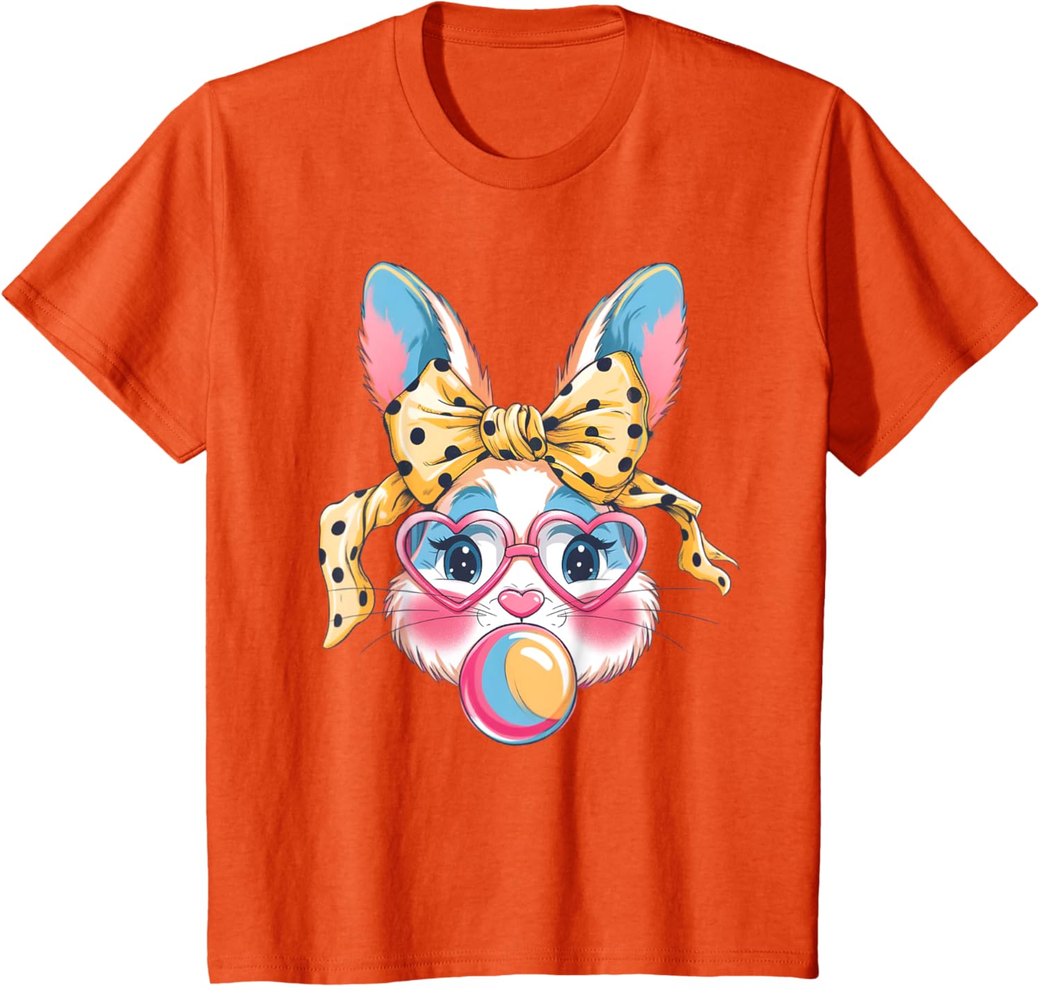 Dy Cute Bunny Face Tie Dye Glasses Easter Bunny Coquette Bow T-Shirt