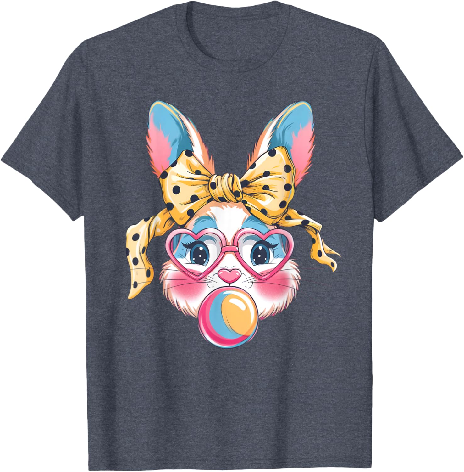 Dy Cute Bunny Face Tie Dye Glasses Easter Bunny Coquette Bow T-Shirt