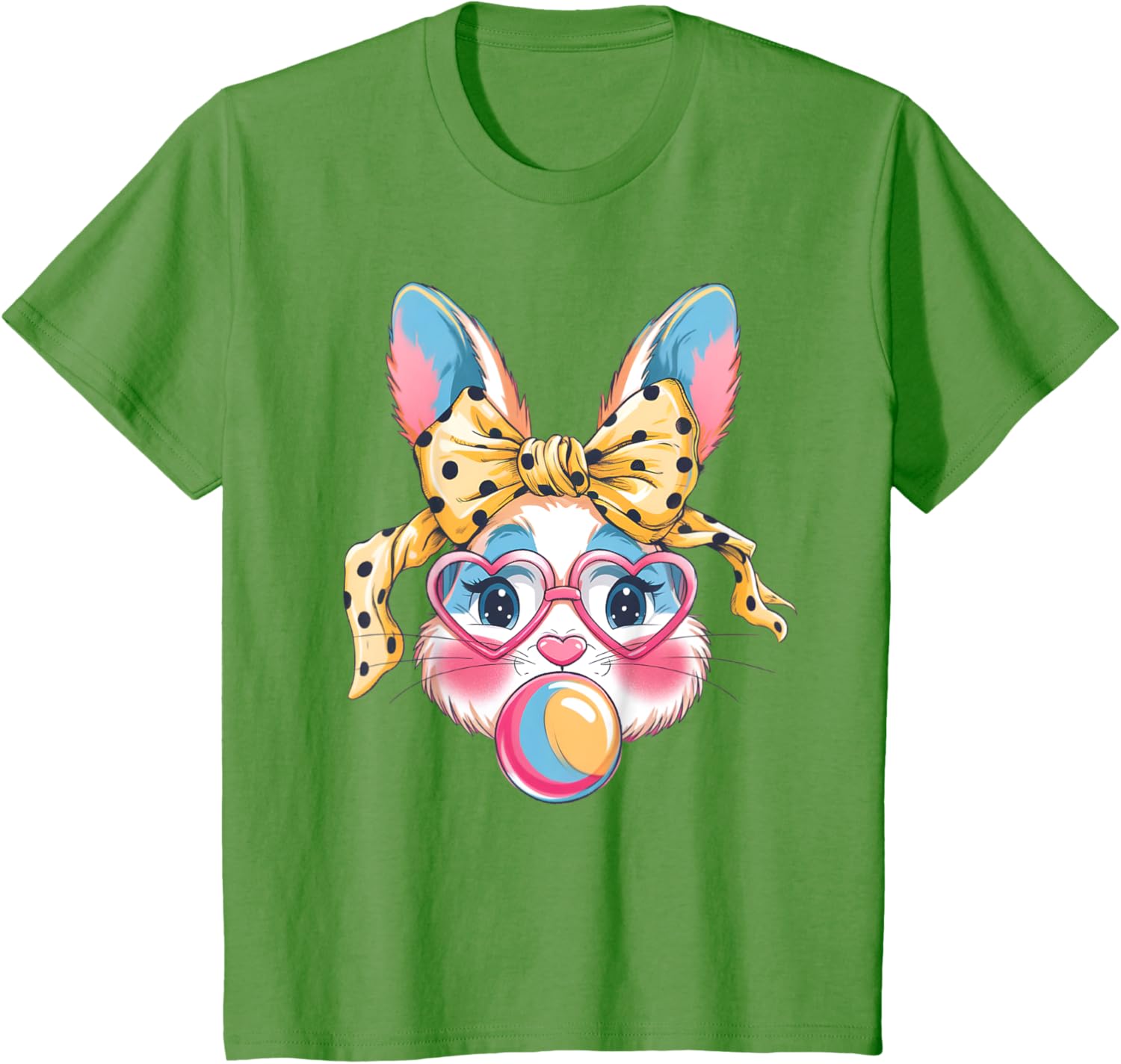 Dy Cute Bunny Face Tie Dye Glasses Easter Bunny Coquette Bow T-Shirt