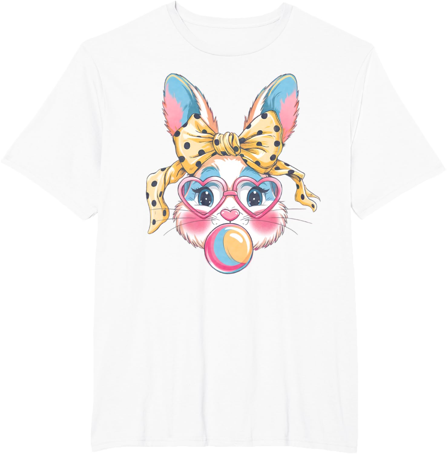 Dy Cute Bunny Face Tie Dye Glasses Easter Bunny Coquette Bow T-Shirt