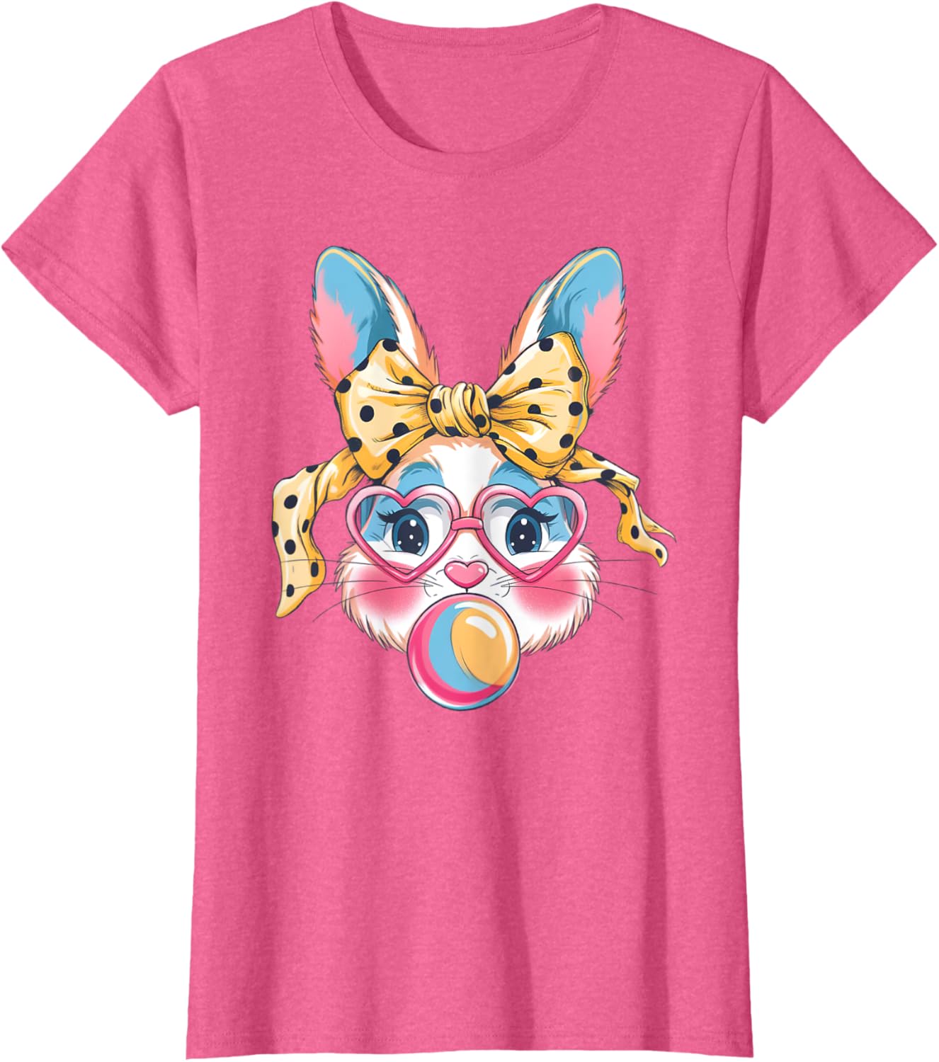 Dy Cute Bunny Face Tie Dye Glasses Easter Bunny Coquette Bow T-Shirt