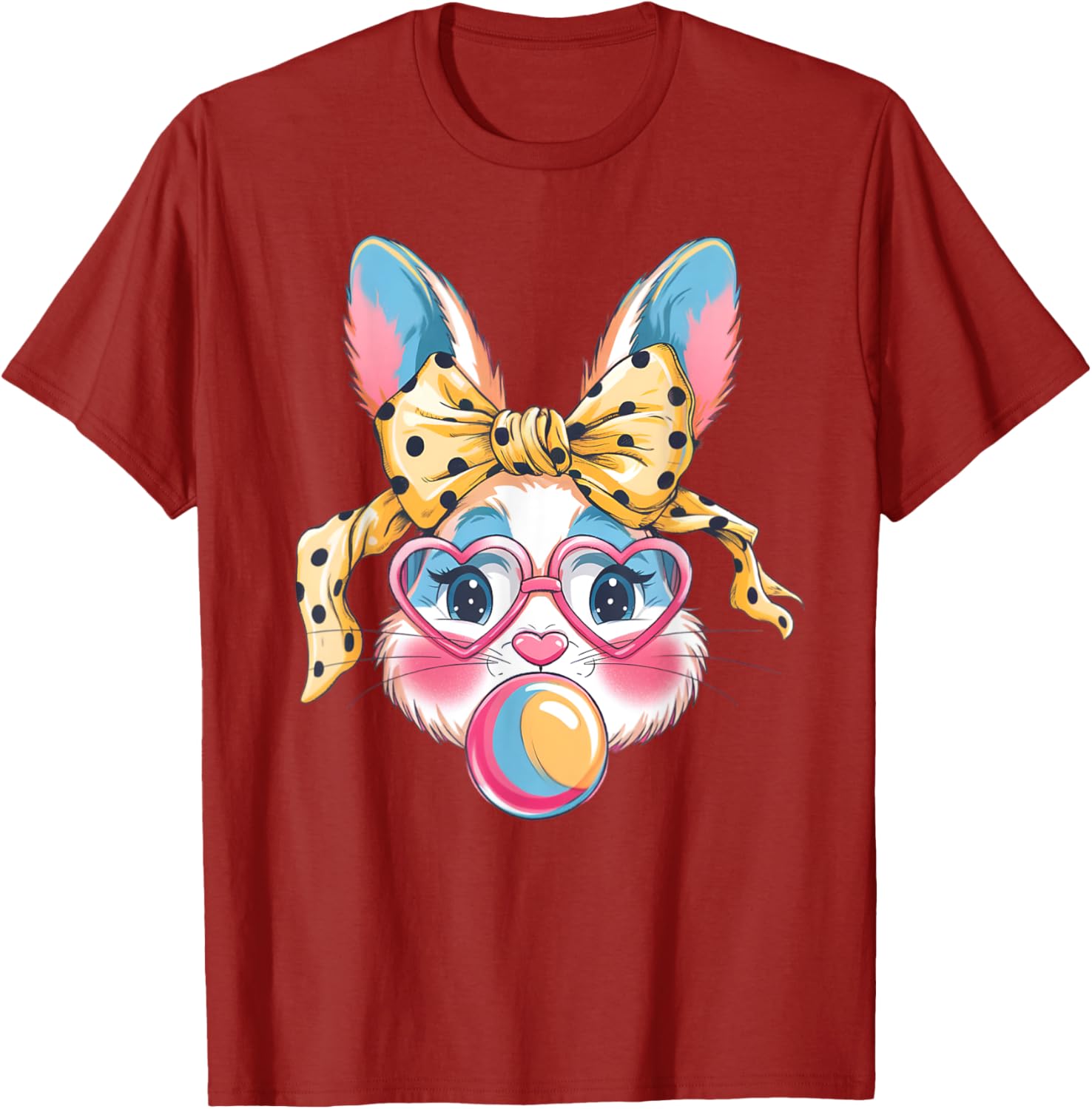 Dy Cute Bunny Face Tie Dye Glasses Easter Bunny Coquette Bow T-Shirt