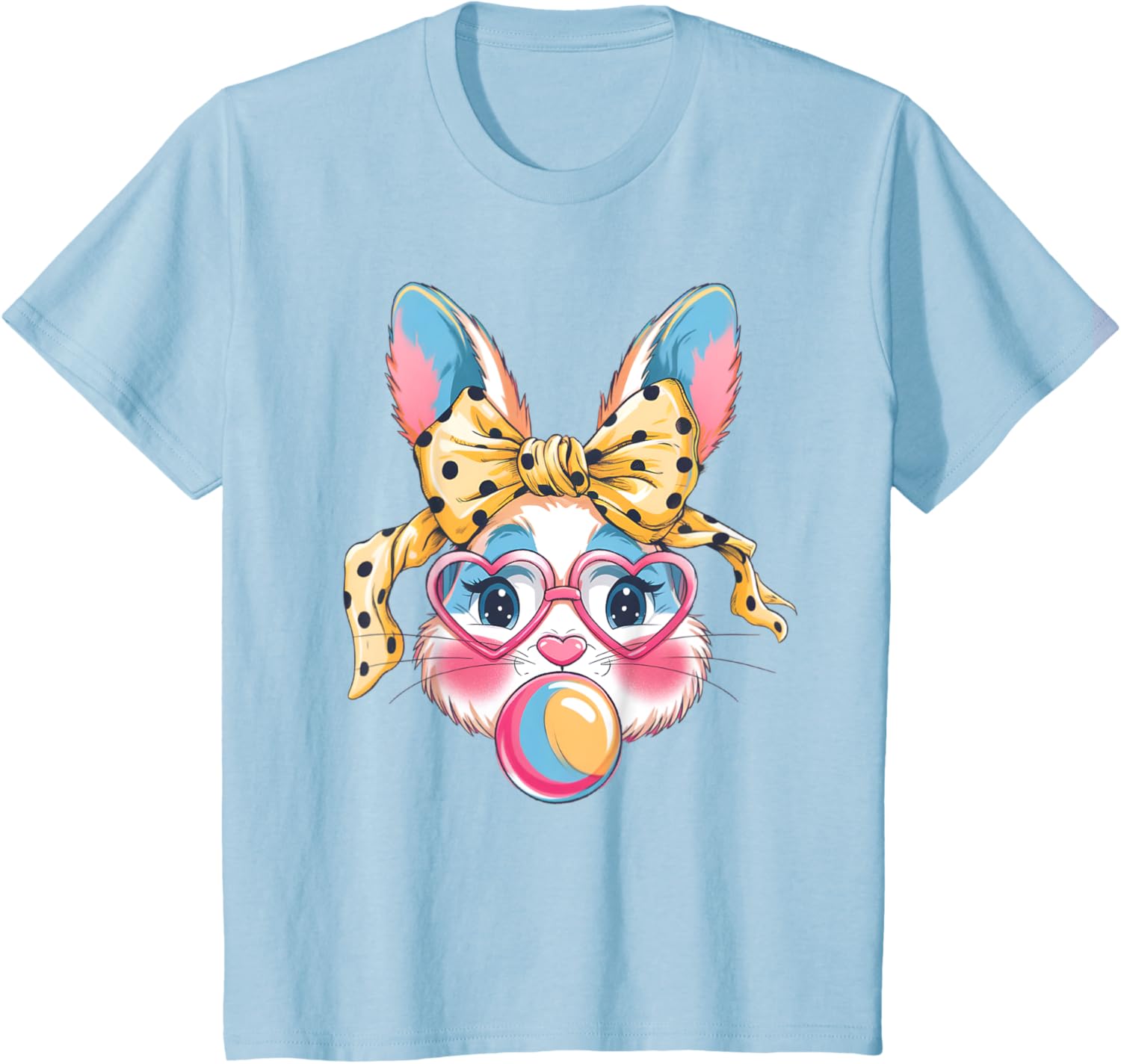 Dy Cute Bunny Face Tie Dye Glasses Easter Bunny Coquette Bow T-Shirt