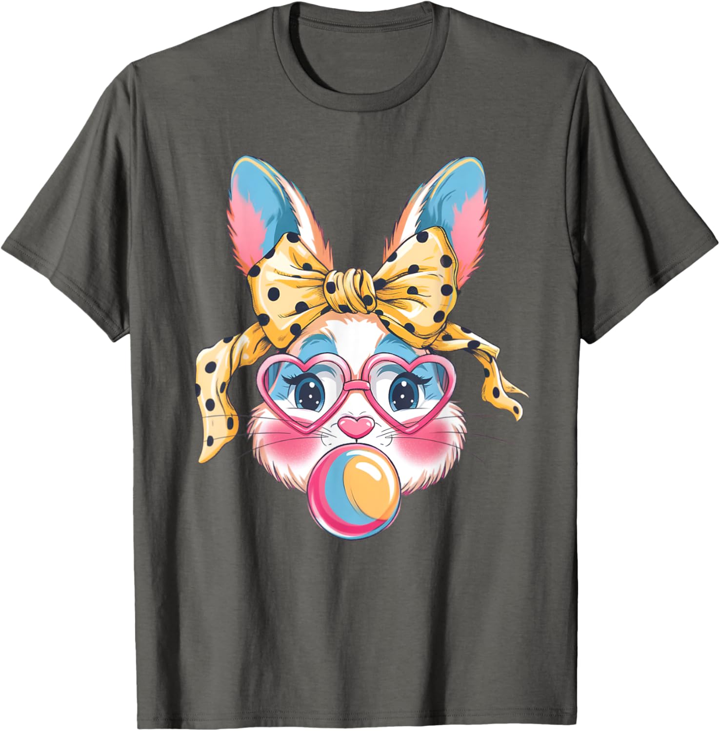 Dy Cute Bunny Face Tie Dye Glasses Easter Bunny Coquette Bow T-Shirt