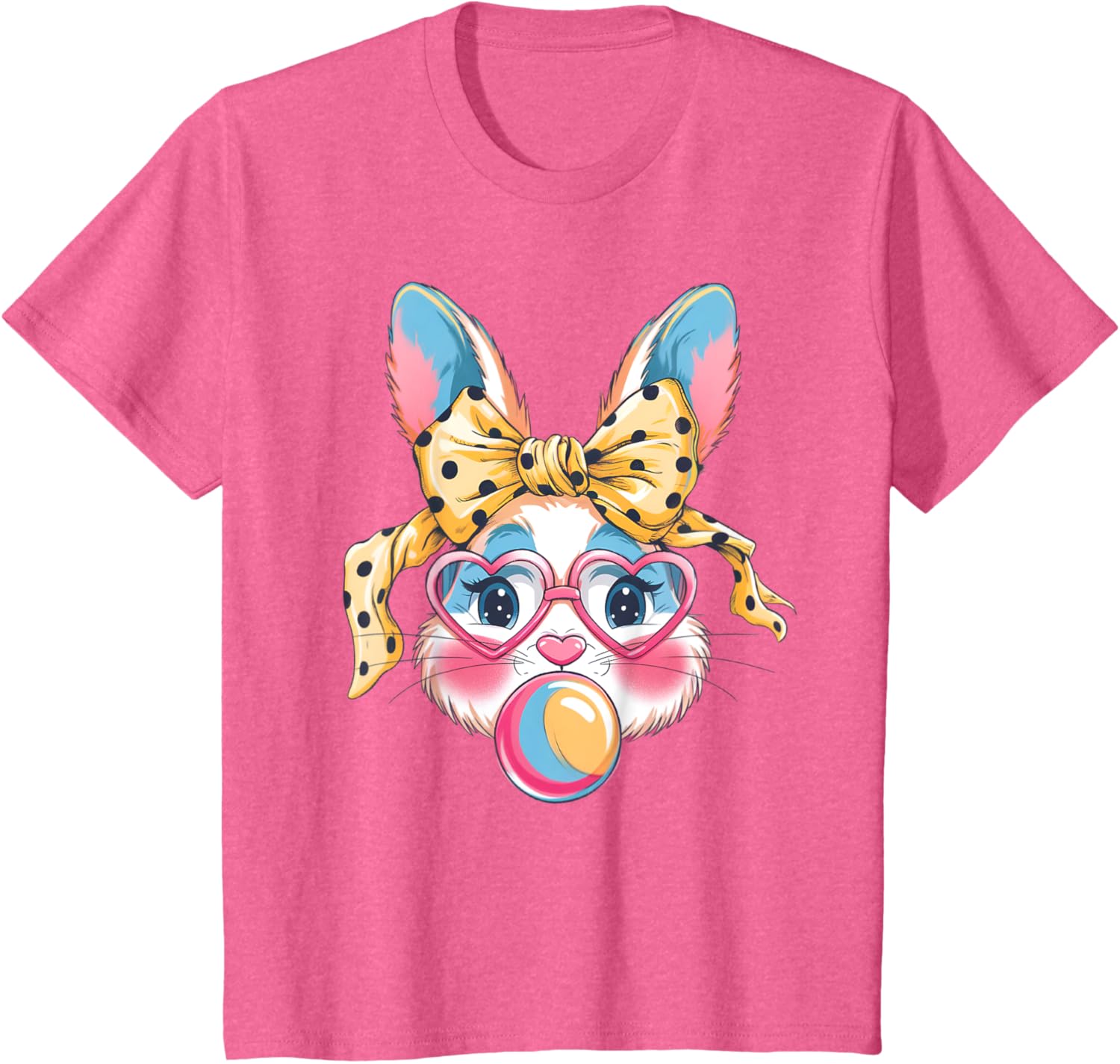 Dy Cute Bunny Face Tie Dye Glasses Easter Bunny Coquette Bow T-Shirt