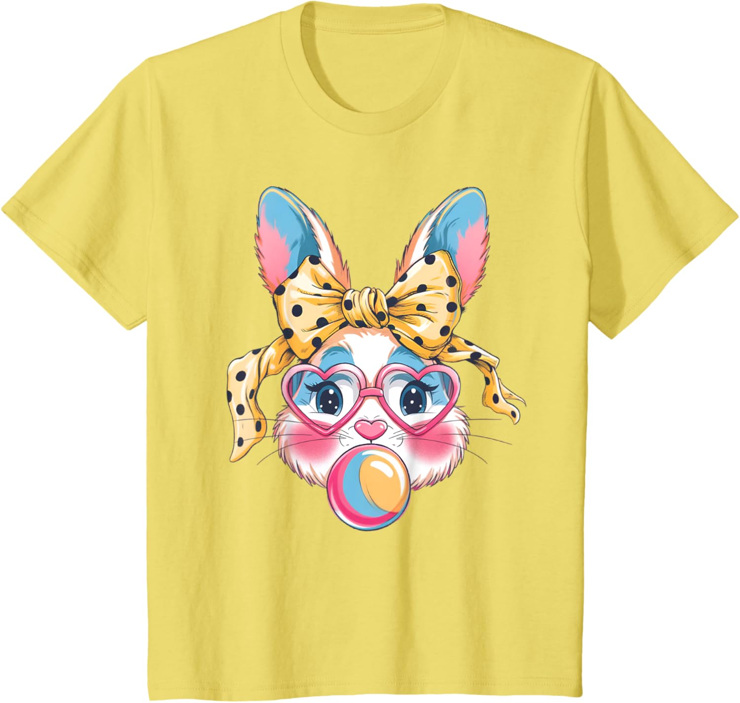 Dy Cute Bunny Face Tie Dye Glasses Easter Bunny Coquette Bow T-Shirt