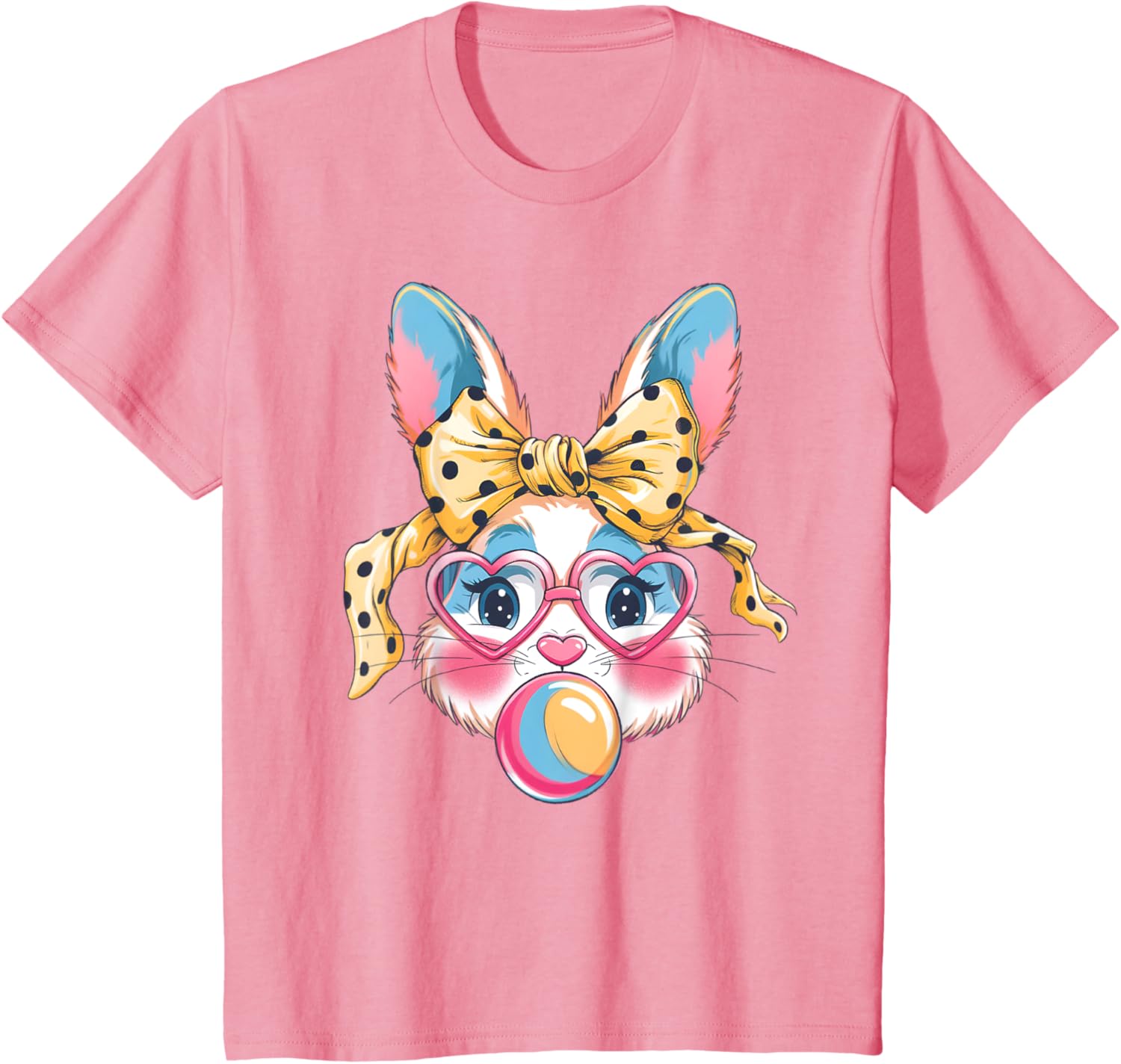 Dy Cute Bunny Face Tie Dye Glasses Easter Bunny Coquette Bow T-Shirt