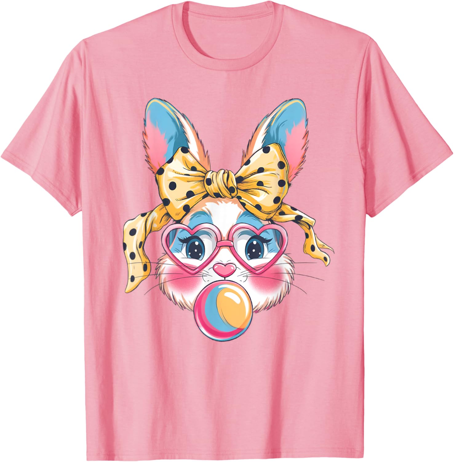 Dy Cute Bunny Face Tie Dye Glasses Easter Bunny Coquette Bow T-Shirt