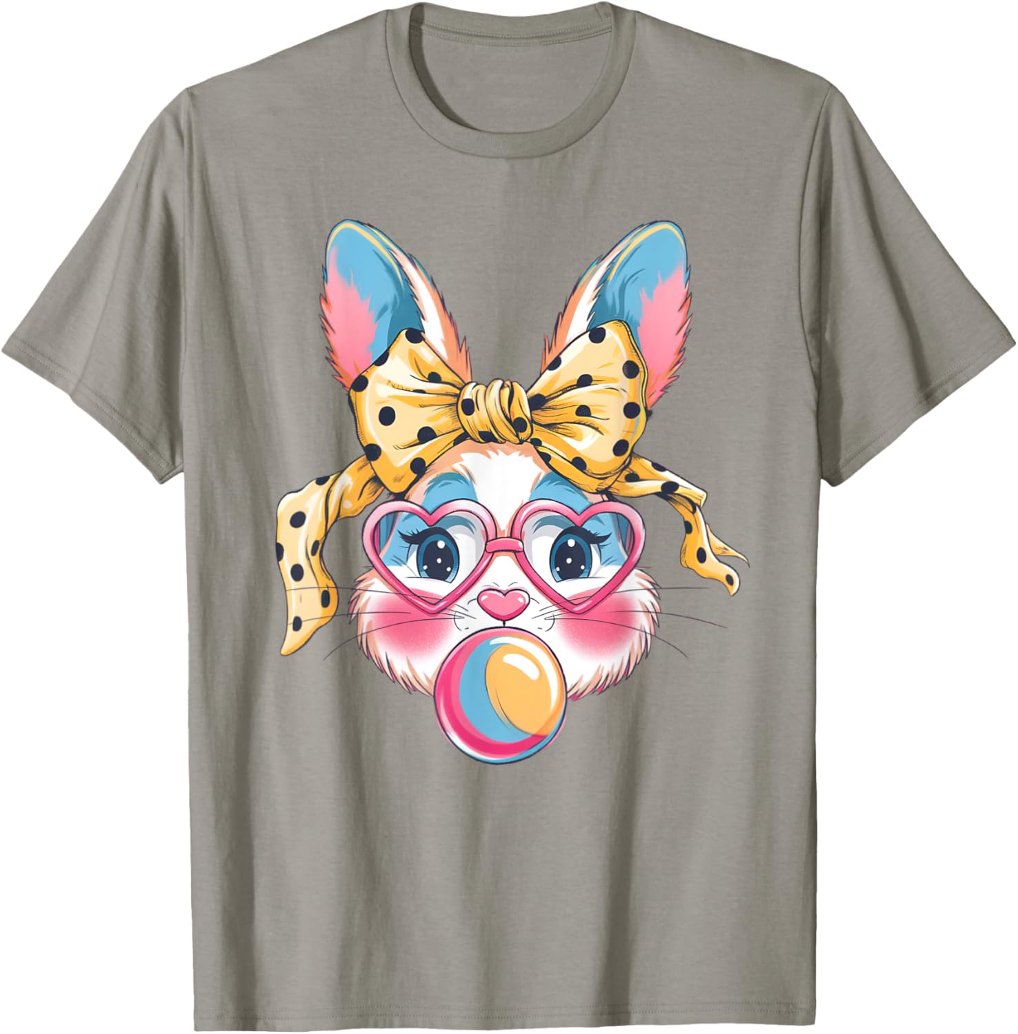 Dy Cute Bunny Face Tie Dye Glasses Easter Bunny Coquette Bow T-Shirt