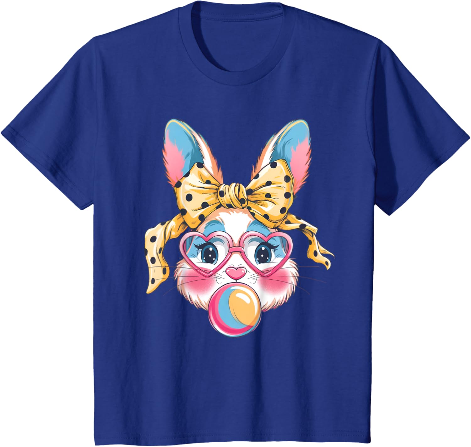 Dy Cute Bunny Face Tie Dye Glasses Easter Bunny Coquette Bow T-Shirt