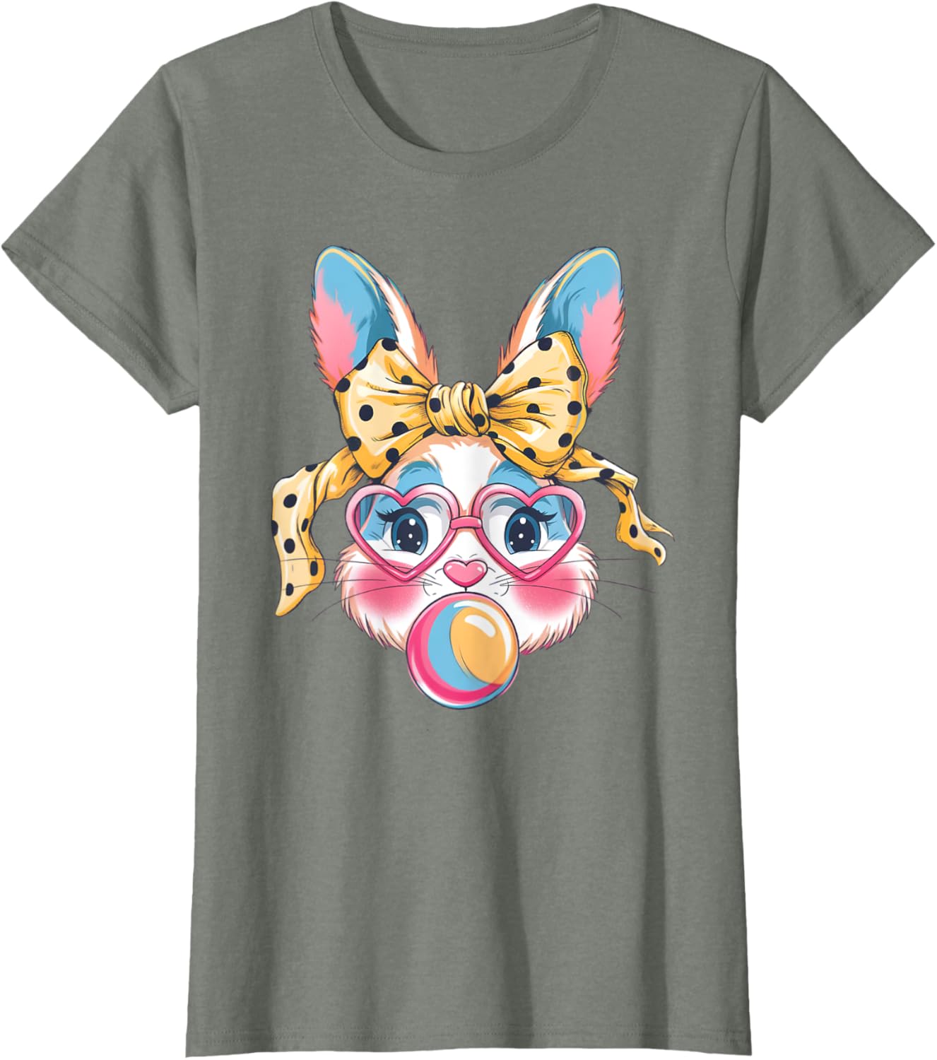 Dy Cute Bunny Face Tie Dye Glasses Easter Bunny Coquette Bow T-Shirt