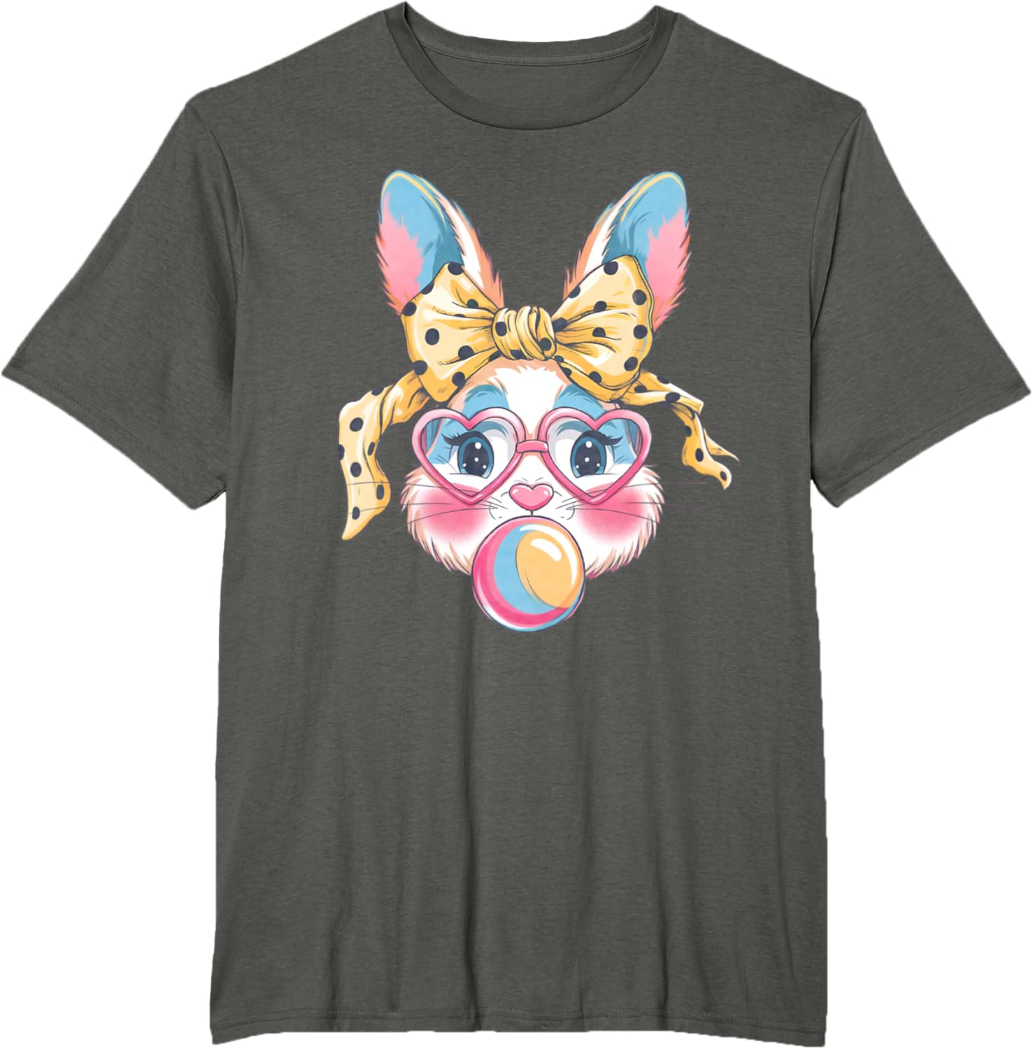 Dy Cute Bunny Face Tie Dye Glasses Easter Bunny Coquette Bow T-Shirt