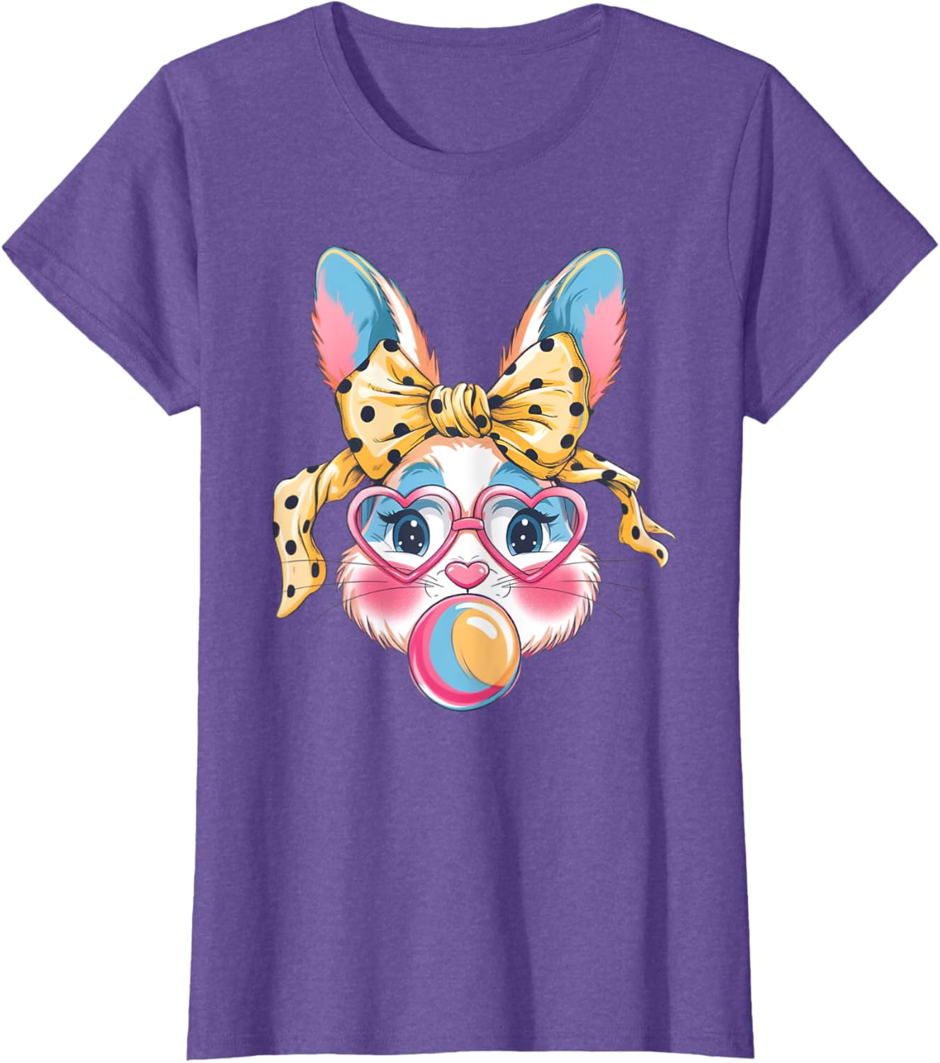 Dy Cute Bunny Face Tie Dye Glasses Easter Bunny Coquette Bow T-Shirt