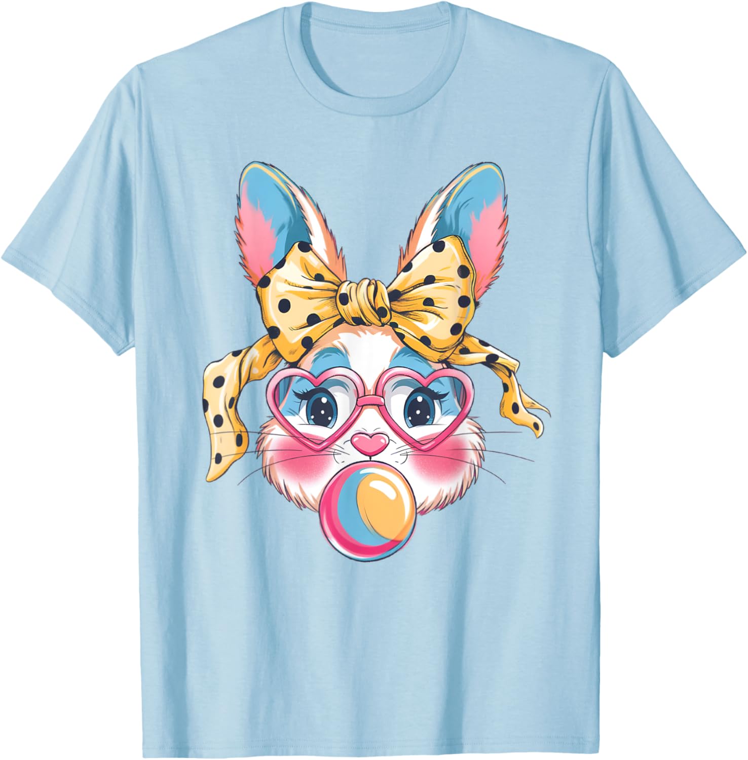 Dy Cute Bunny Face Tie Dye Glasses Easter Bunny Coquette Bow T-Shirt