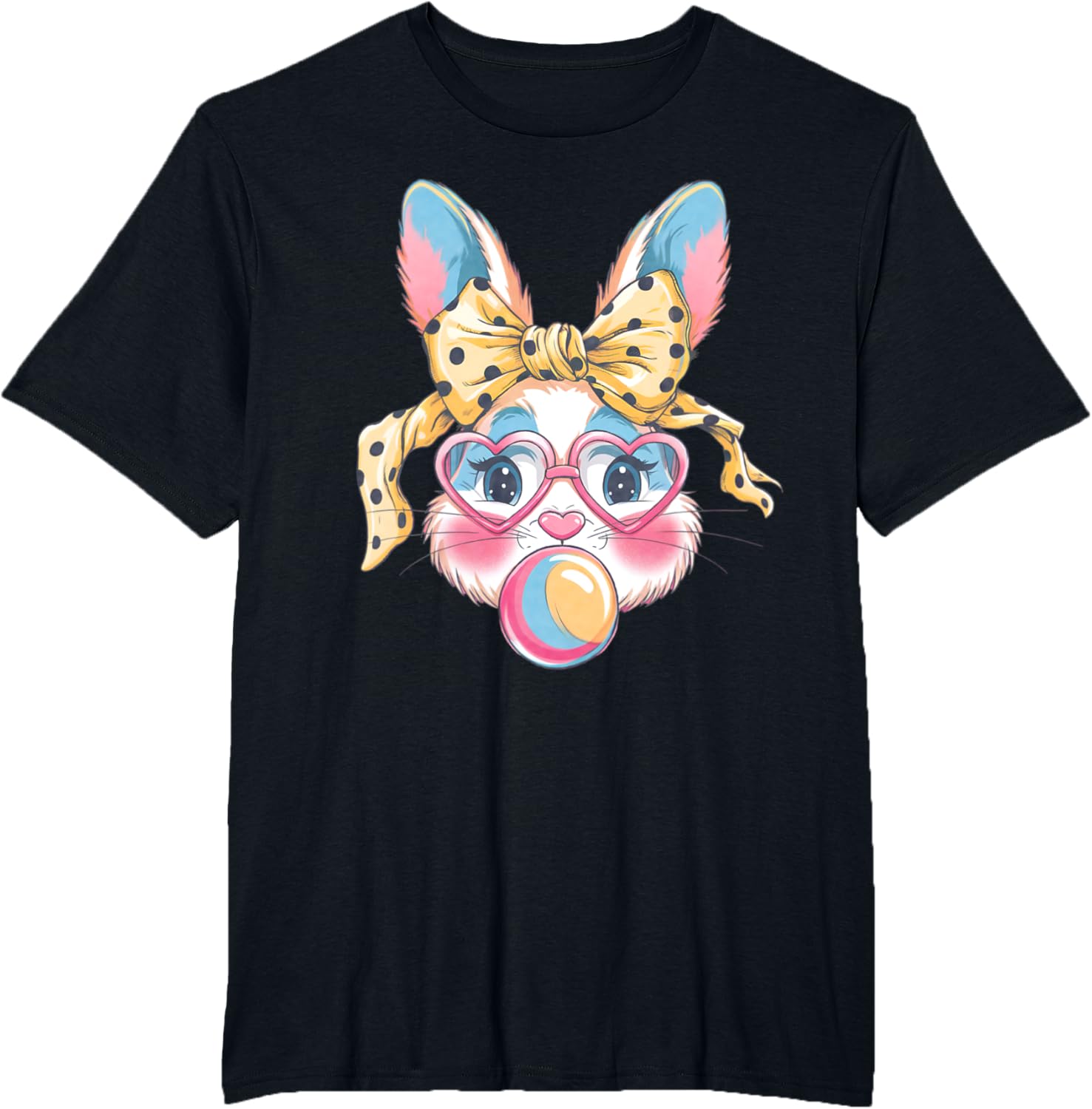 Dy Cute Bunny Face Tie Dye Glasses Easter Bunny Coquette Bow T-Shirt