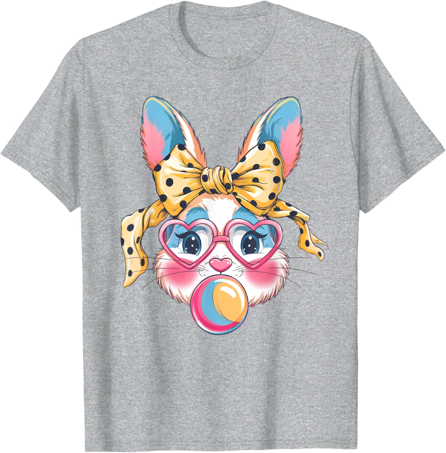 Dy Cute Bunny Face Tie Dye Glasses Easter Bunny Coquette Bow T-Shirt