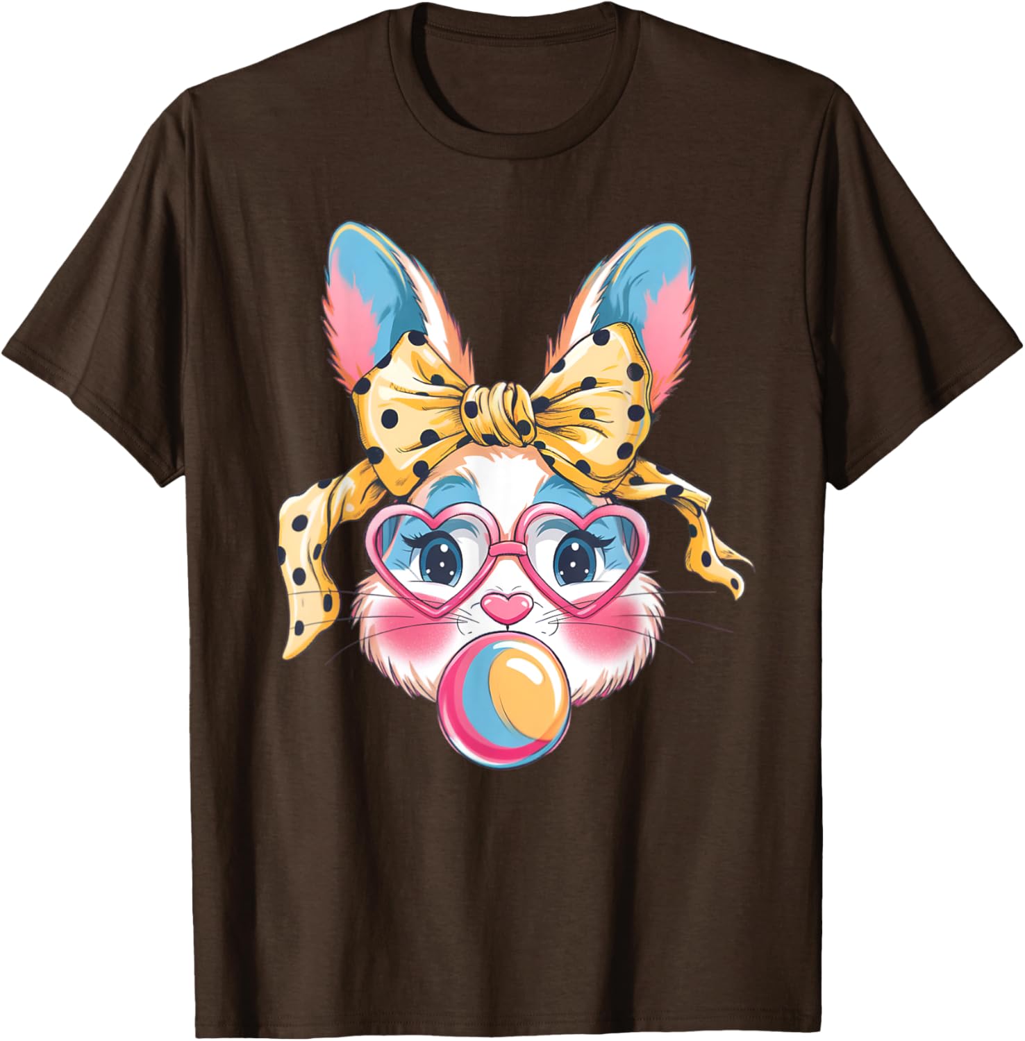 Dy Cute Bunny Face Tie Dye Glasses Easter Bunny Coquette Bow T-Shirt