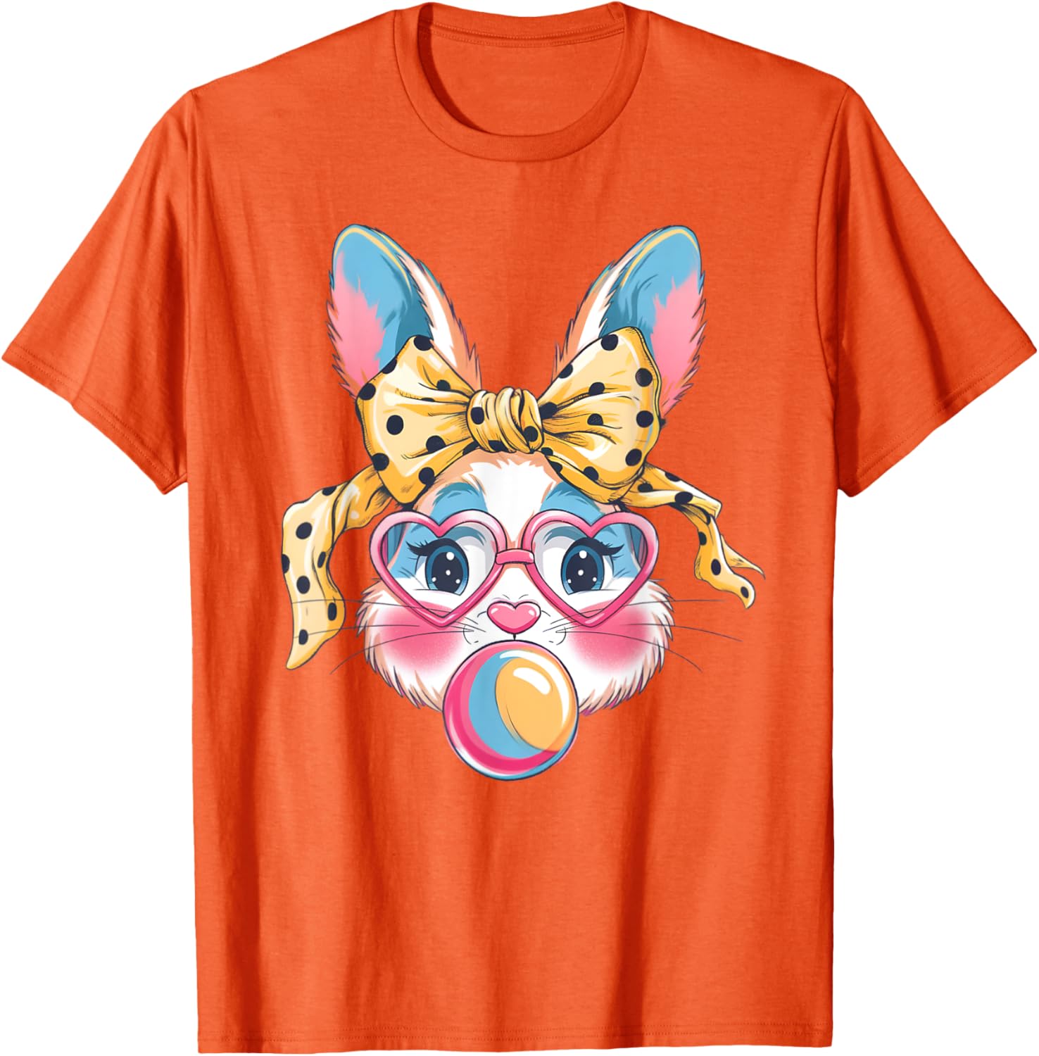 Dy Cute Bunny Face Tie Dye Glasses Easter Bunny Coquette Bow T-Shirt