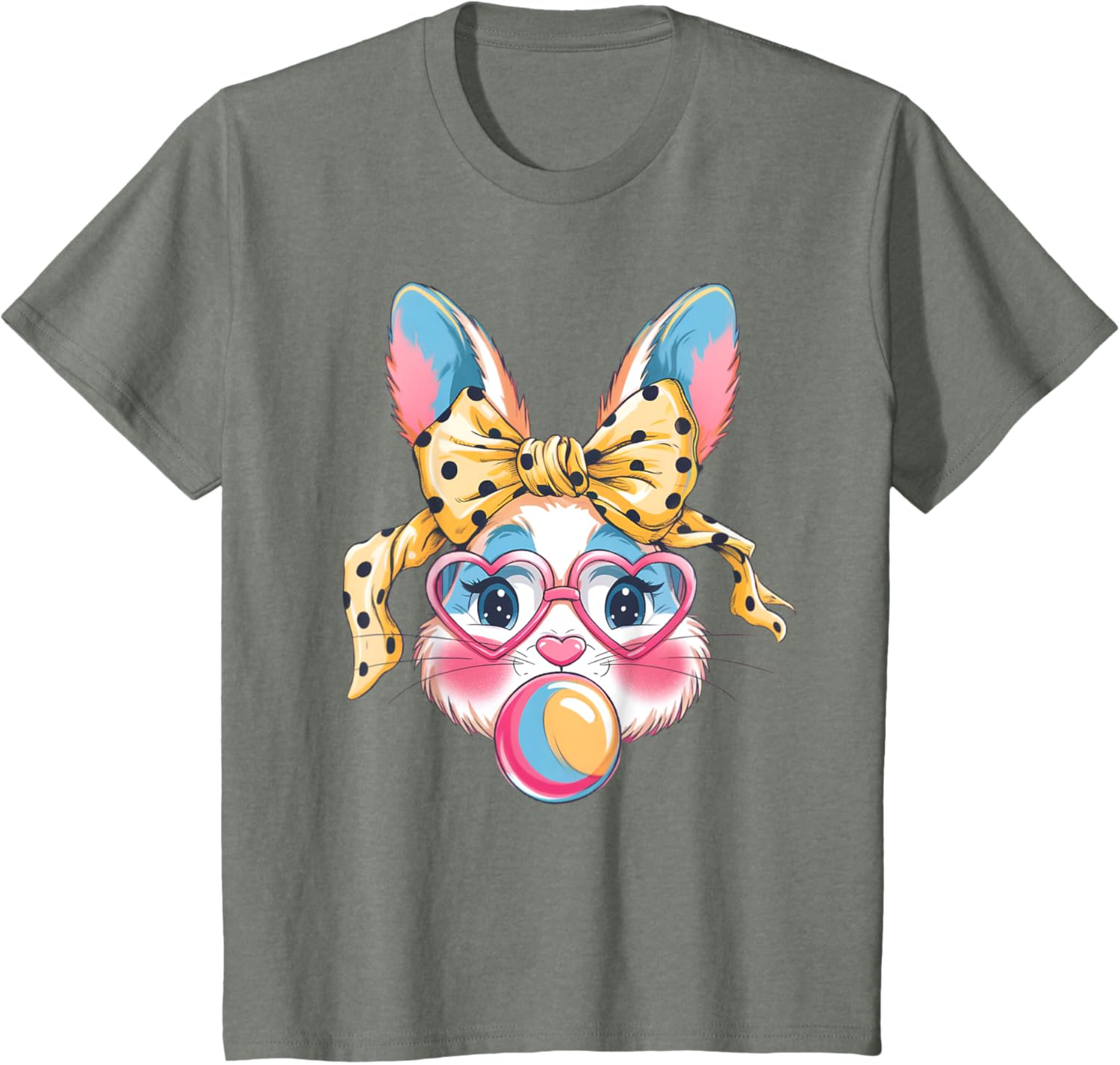 Dy Cute Bunny Face Tie Dye Glasses Easter Bunny Coquette Bow T-Shirt