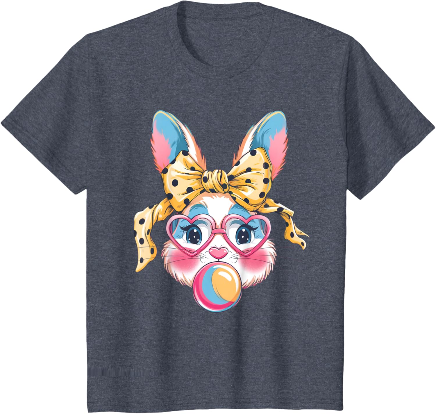 Dy Cute Bunny Face Tie Dye Glasses Easter Bunny Coquette Bow T-Shirt