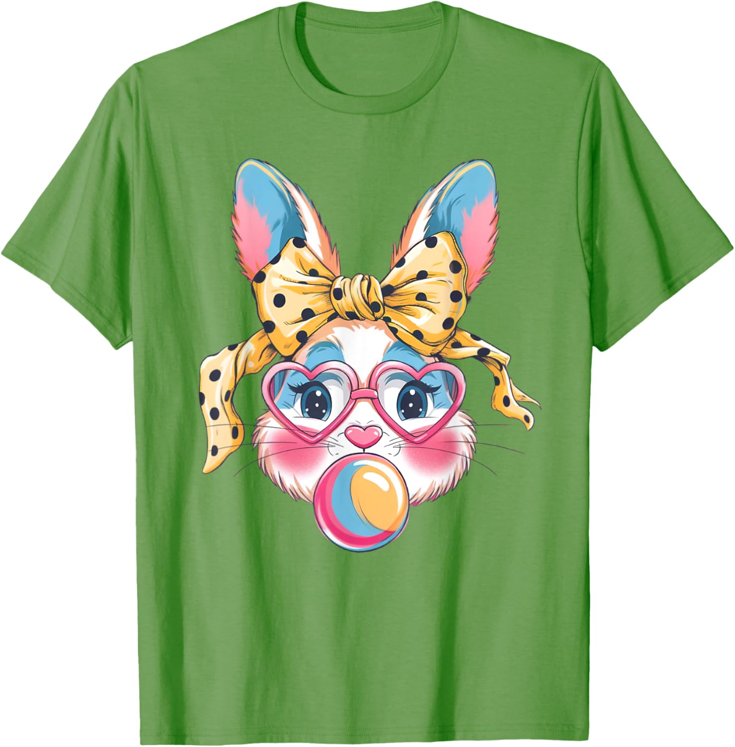 Dy Cute Bunny Face Tie Dye Glasses Easter Bunny Coquette Bow T-Shirt