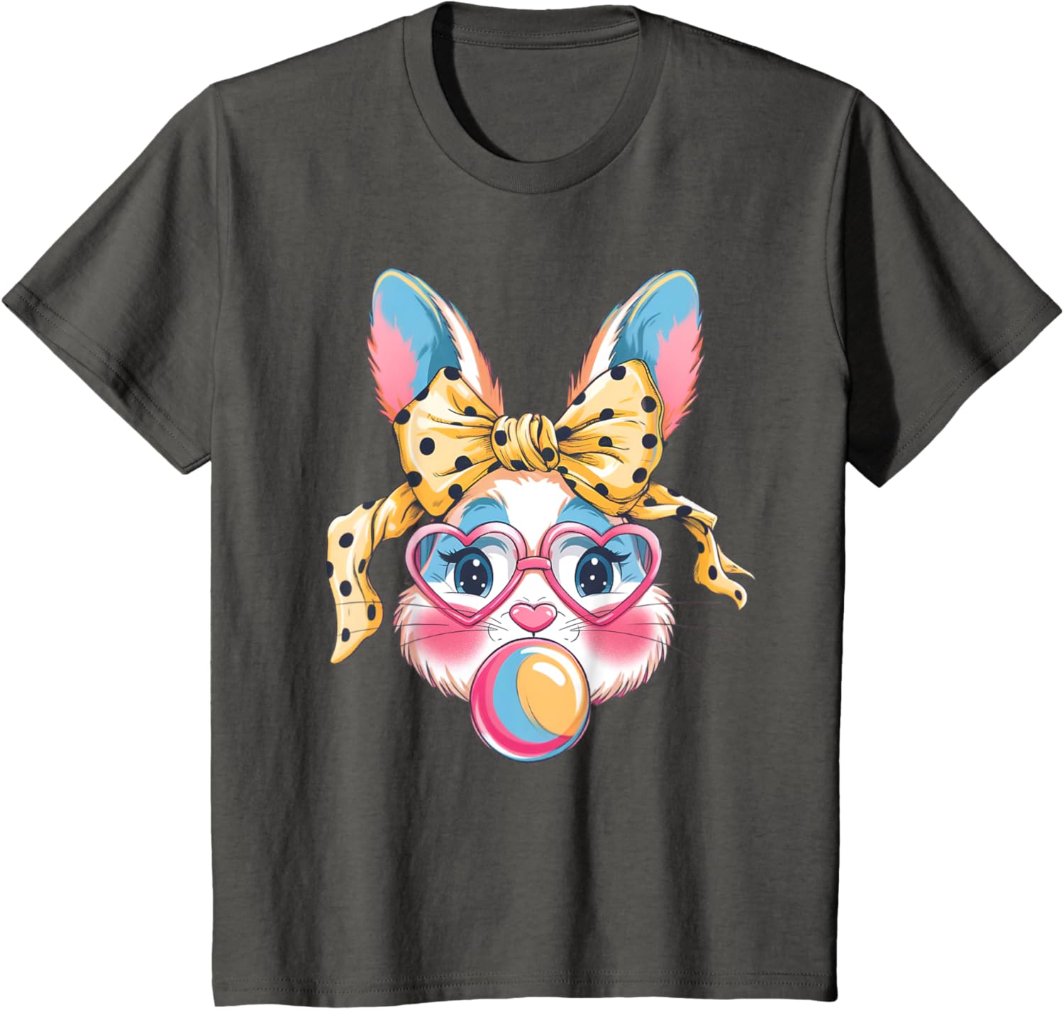 Dy Cute Bunny Face Tie Dye Glasses Easter Bunny Coquette Bow T-Shirt