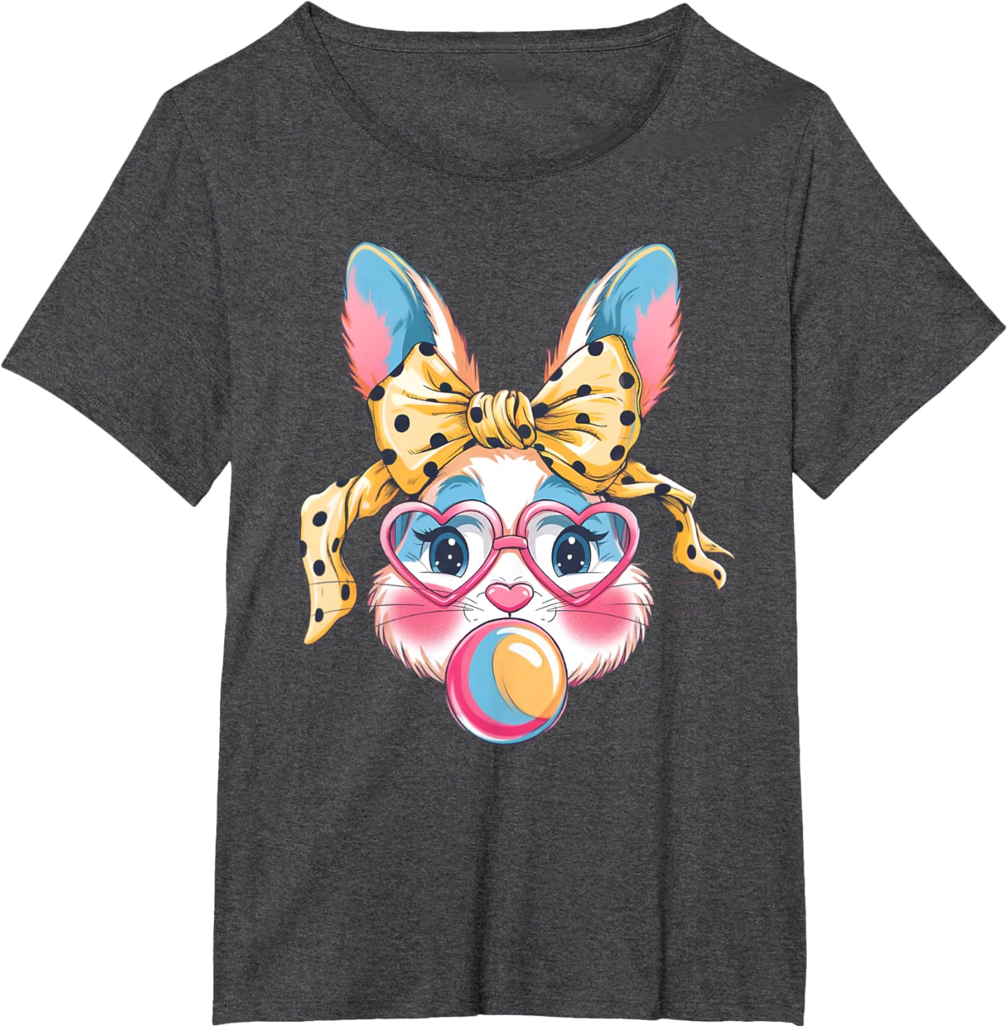 Dy Cute Bunny Face Tie Dye Glasses Easter Bunny Coquette Bow T-Shirt