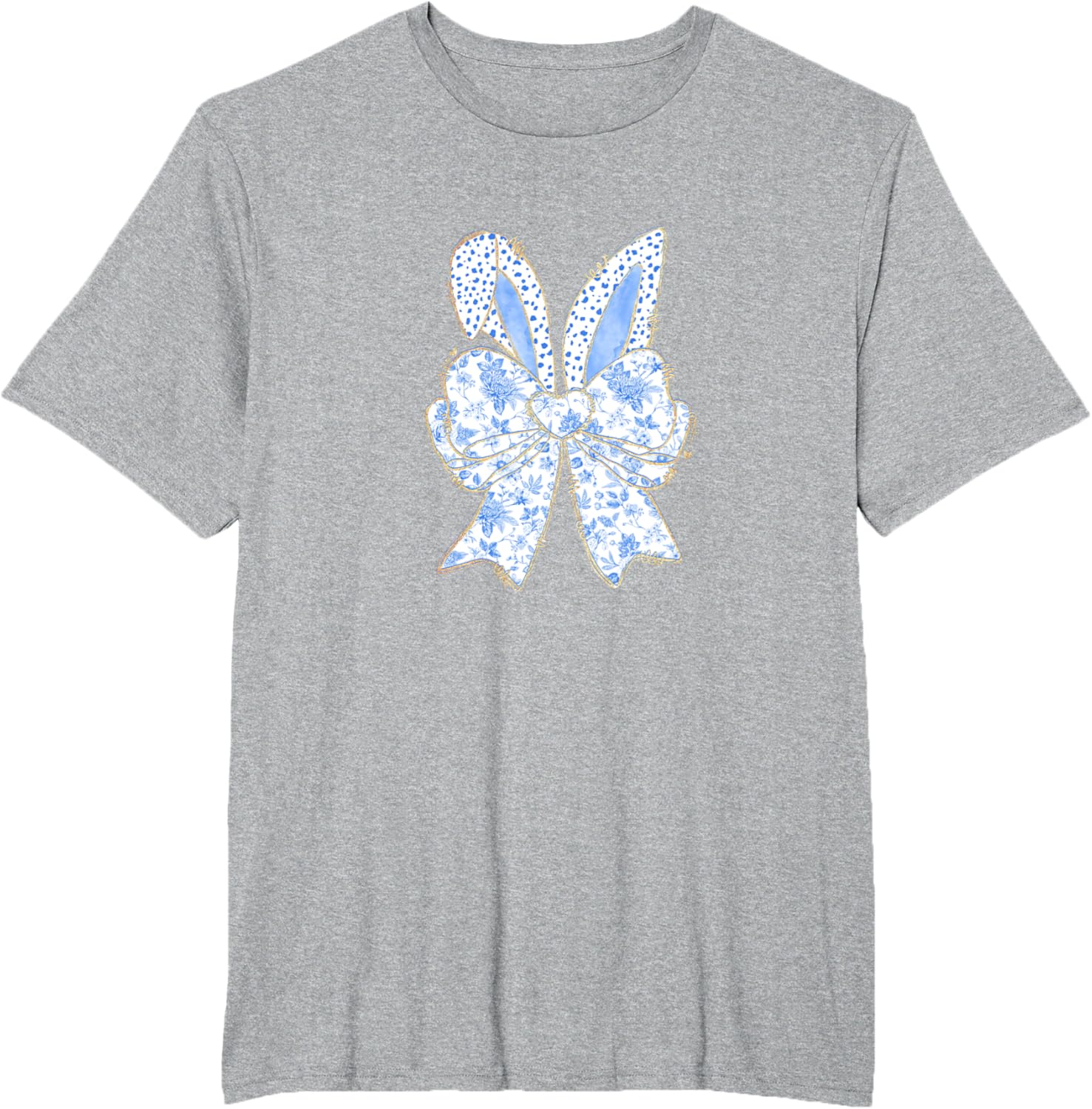 Easter Bunny Blue Coquette Ears Big Bow Cute Floral T-Shirt