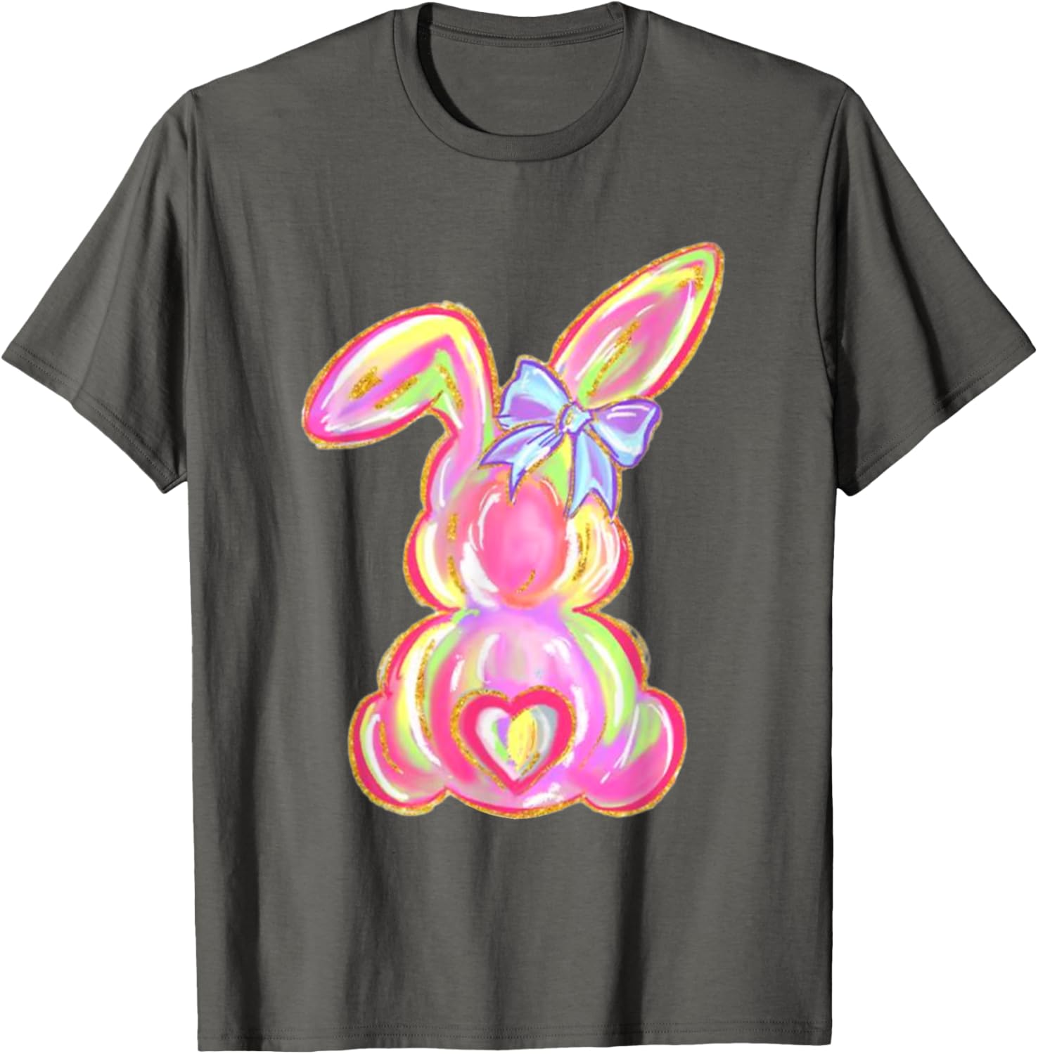 Easter Bunny Boy Girl Brushstroke Cute Coquette Bow Easter T-Shirt