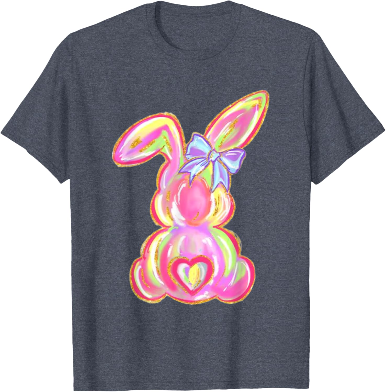 Easter Bunny Boy Girl Brushstroke Cute Coquette Bow Easter T-Shirt