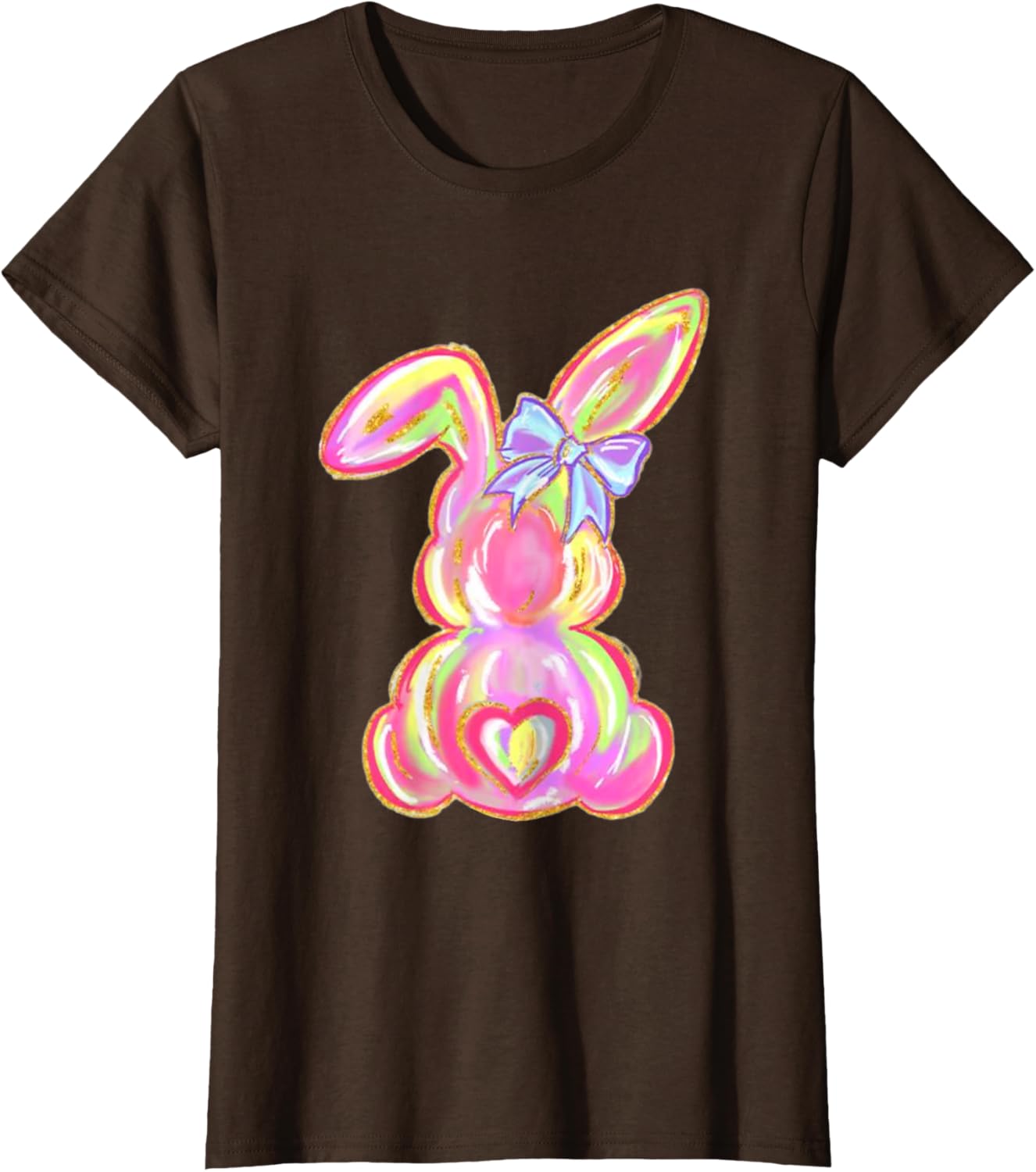 Easter Bunny Boy Girl Brushstroke Cute Coquette Bow Easter T-Shirt