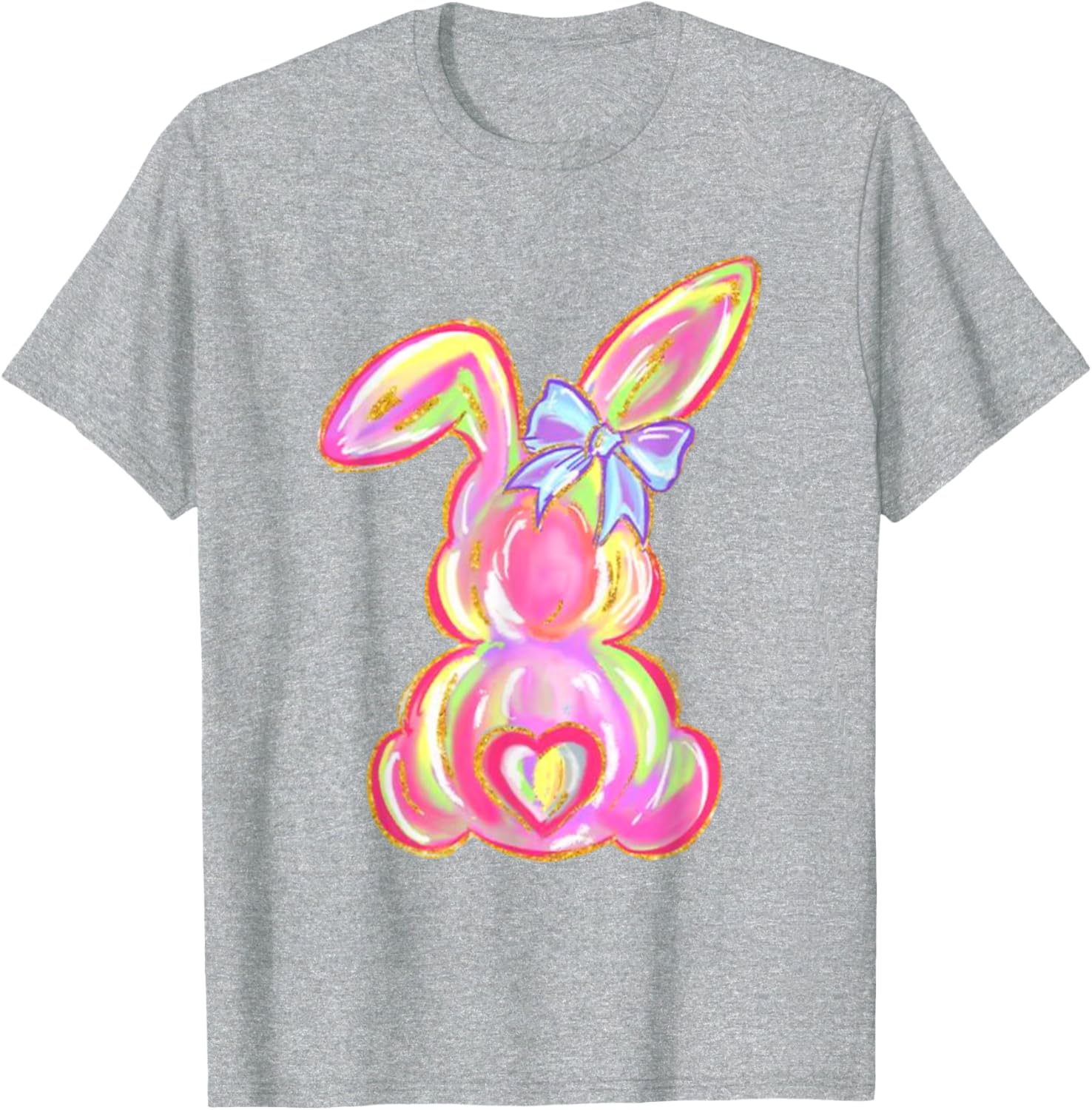 Easter Bunny Boy Girl Brushstroke Cute Coquette Bow Easter T-Shirt