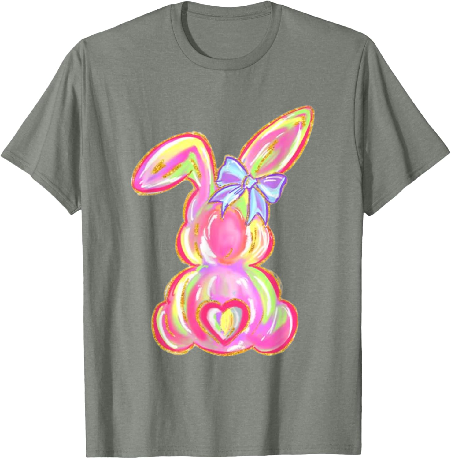 Easter Bunny Boy Girl Brushstroke Cute Coquette Bow Easter T-Shirt