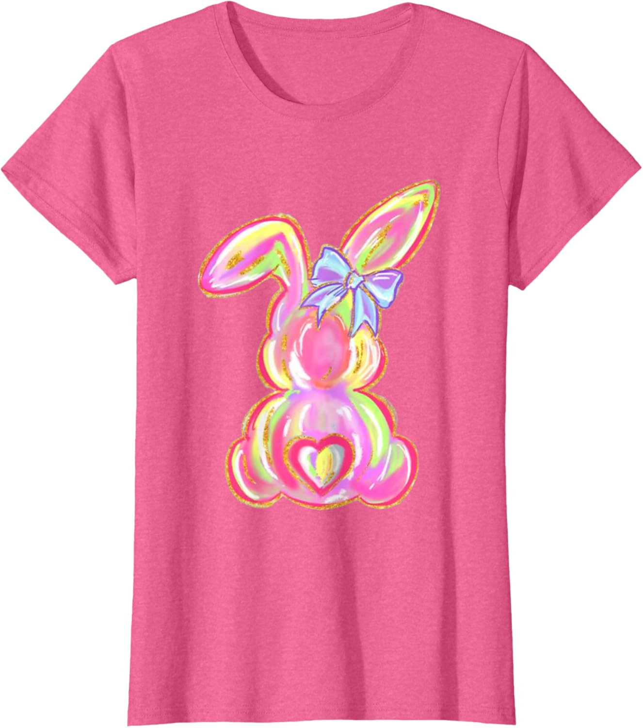 Easter Bunny Boy Girl Brushstroke Cute Coquette Bow Easter T-Shirt