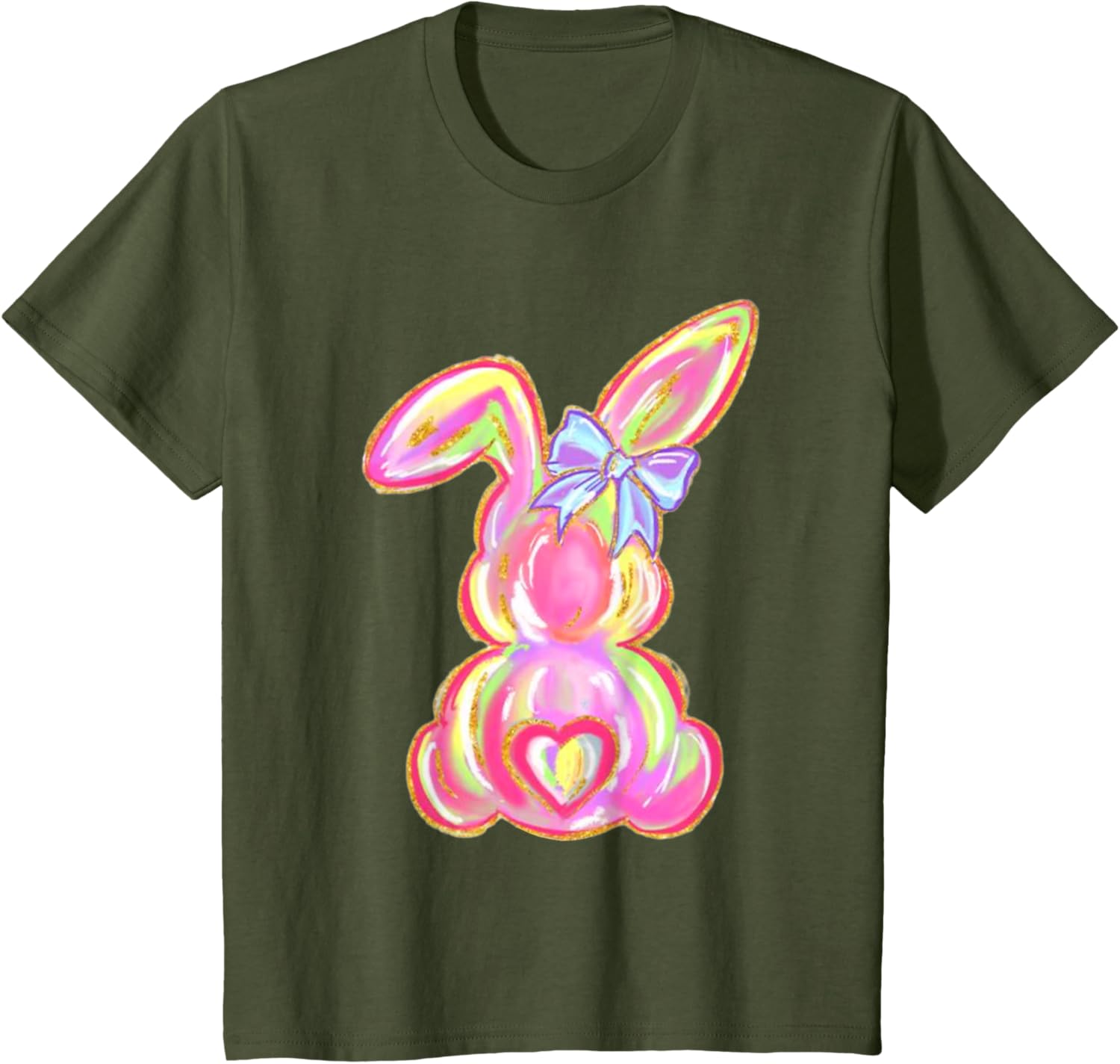 Easter Bunny Boy Girl Brushstroke Cute Coquette Bow Easter T-Shirt