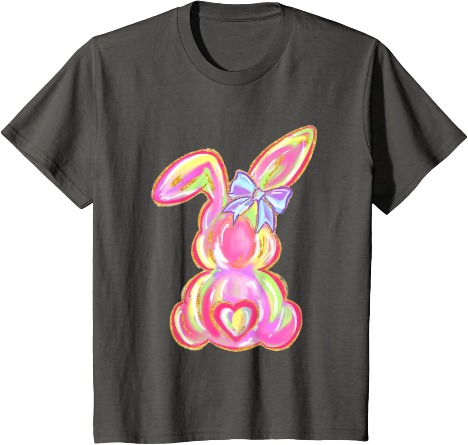 Easter Bunny Boy Girl Brushstroke Cute Coquette Bow Easter T-Shirt