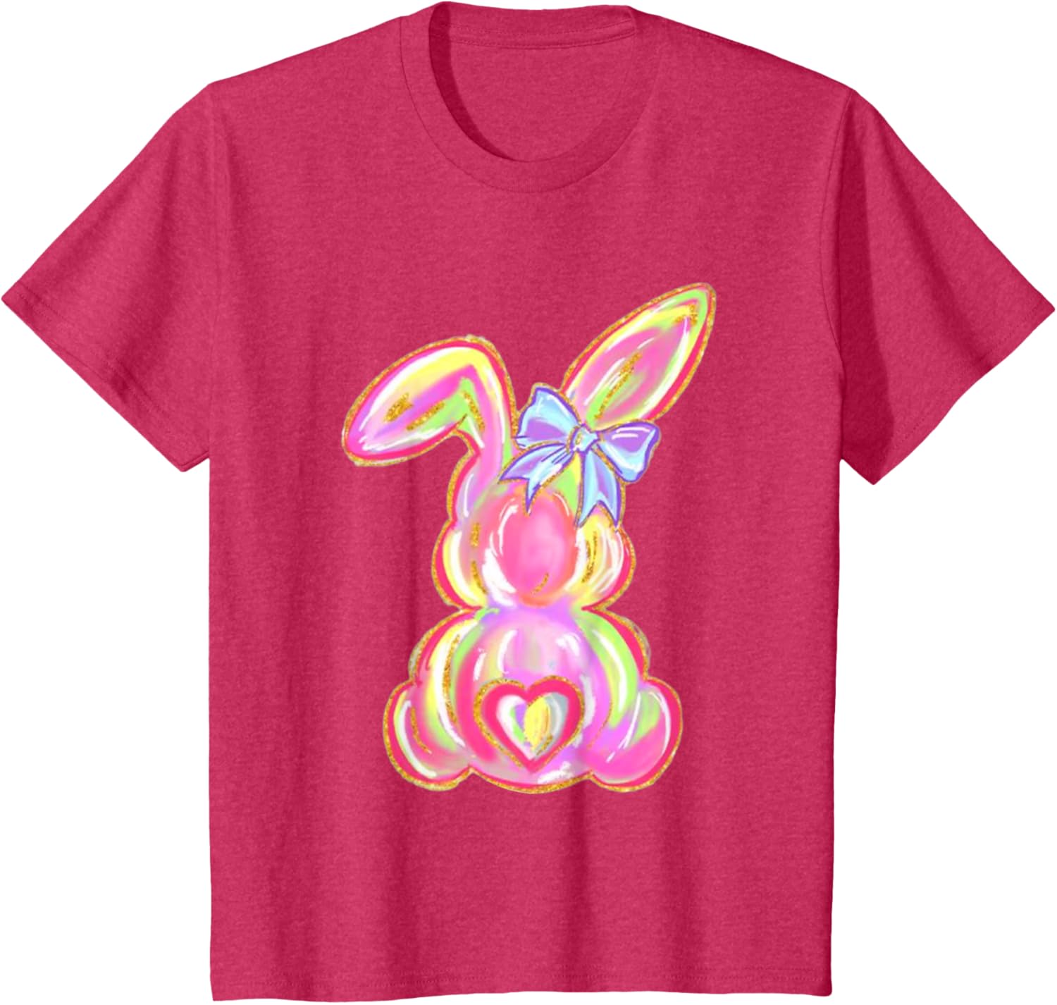 Easter Bunny Boy Girl Brushstroke Cute Coquette Bow Easter T-Shirt