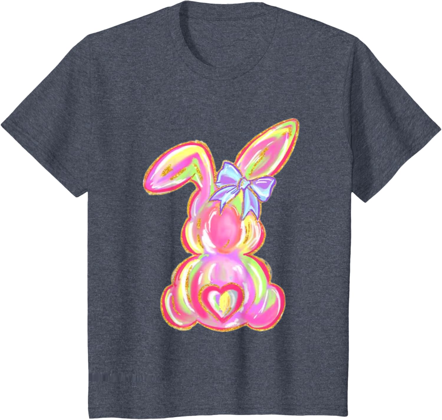 Easter Bunny Boy Girl Brushstroke Cute Coquette Bow Easter T-Shirt